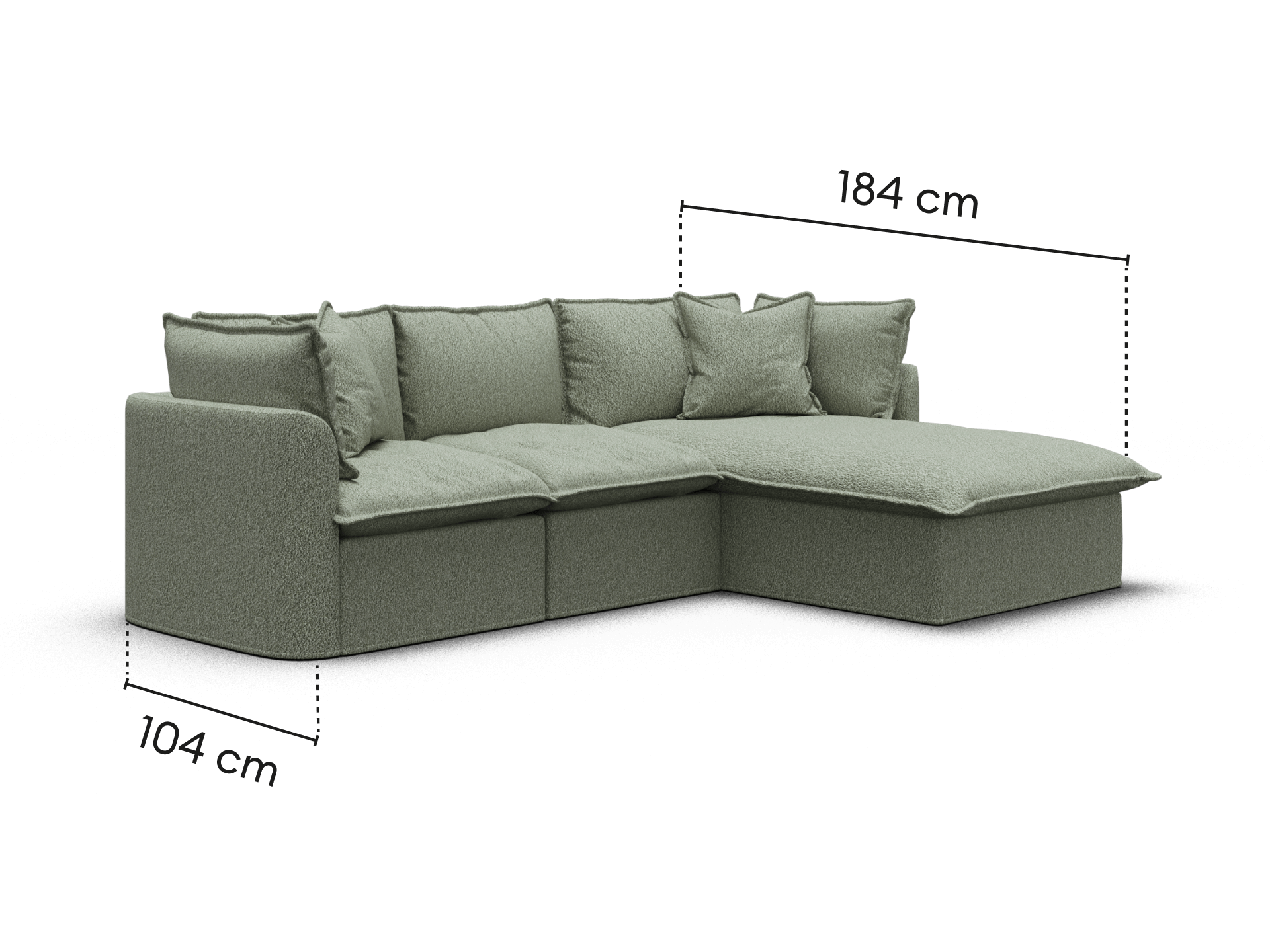Tamarama Modular Sofa - Regular / 3 Sections / Frosty Grass (Luxe)
