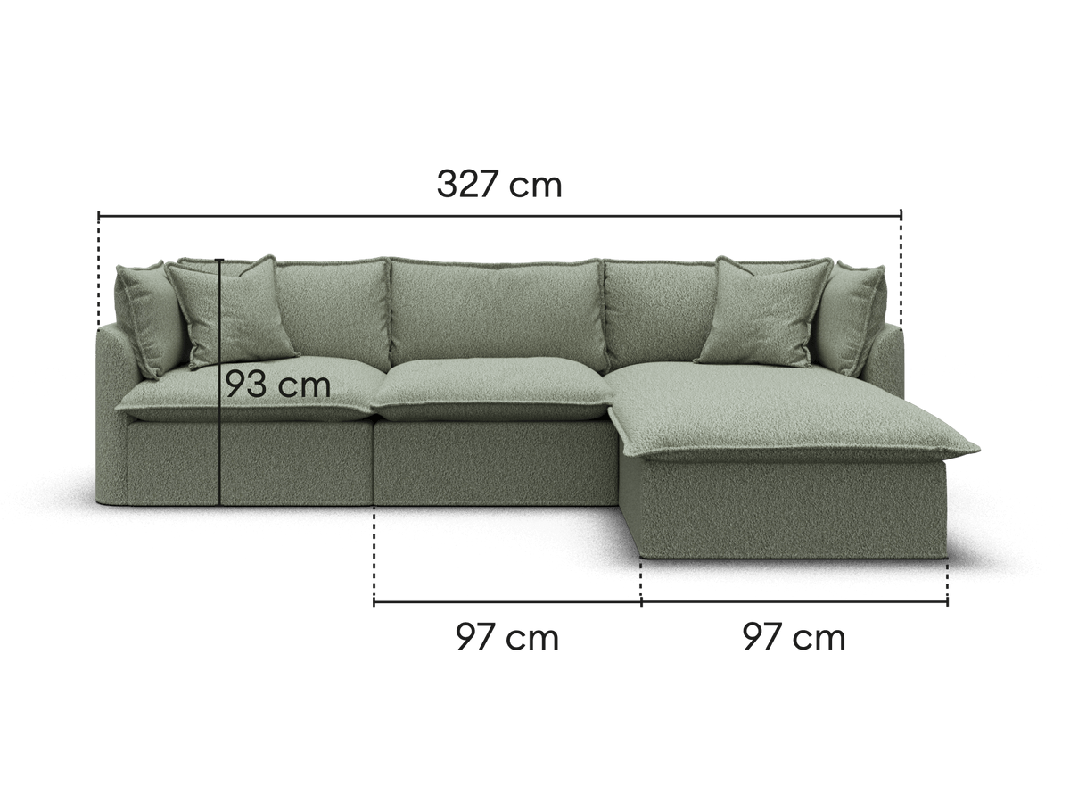 Tamarama Modular Sofa - 3 Sections / Extra Wide / Frosty Grass (Luxe)
