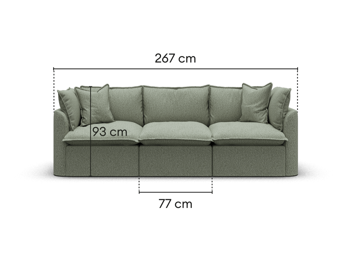 Tamarama Modular Sofa - 3 Sections / Regular / Frosty Grass (Luxe)