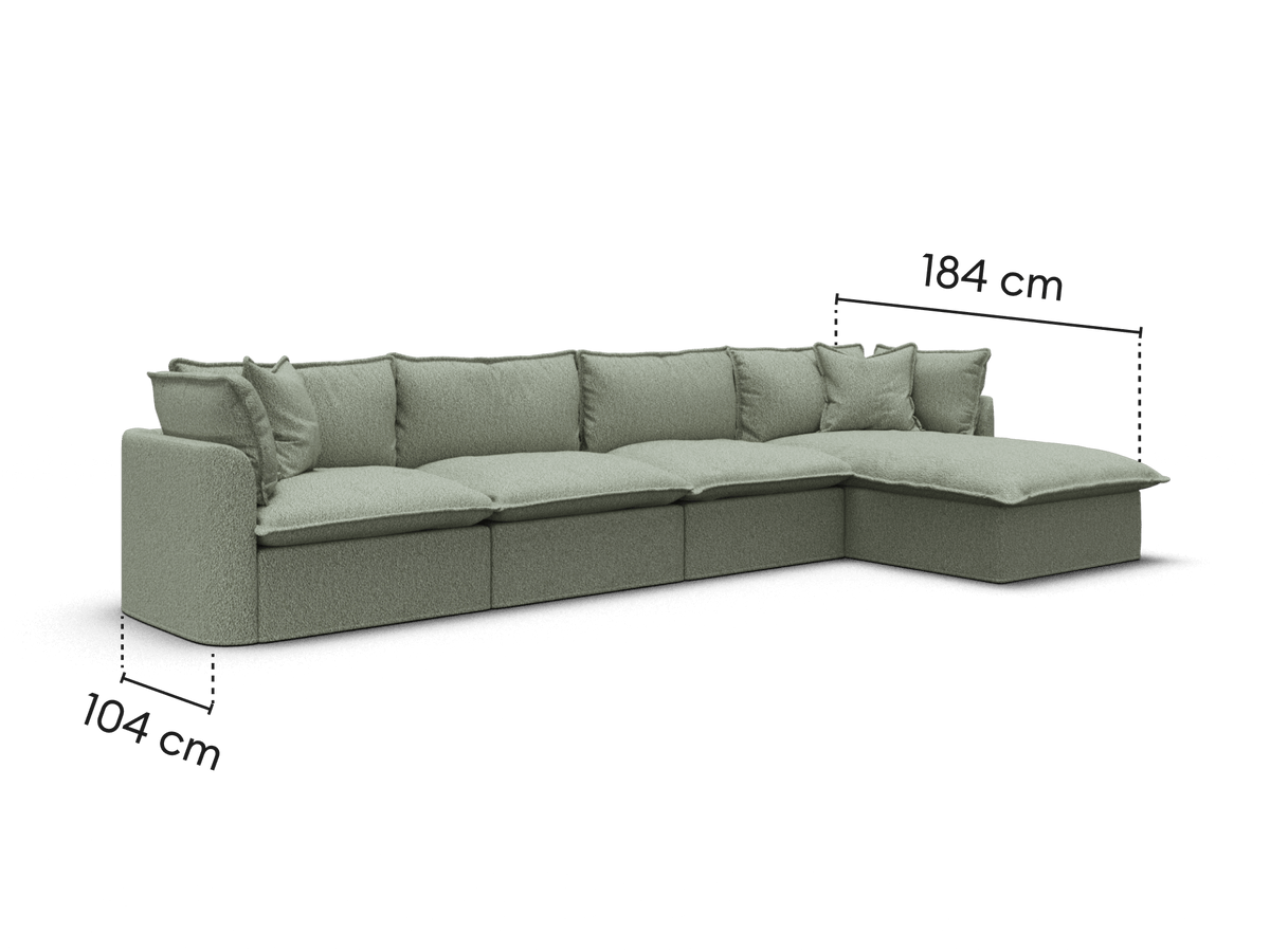 Tamarama Modular Sofa - 4 Sections / Extra Wide / Frosty Grass (Luxe)