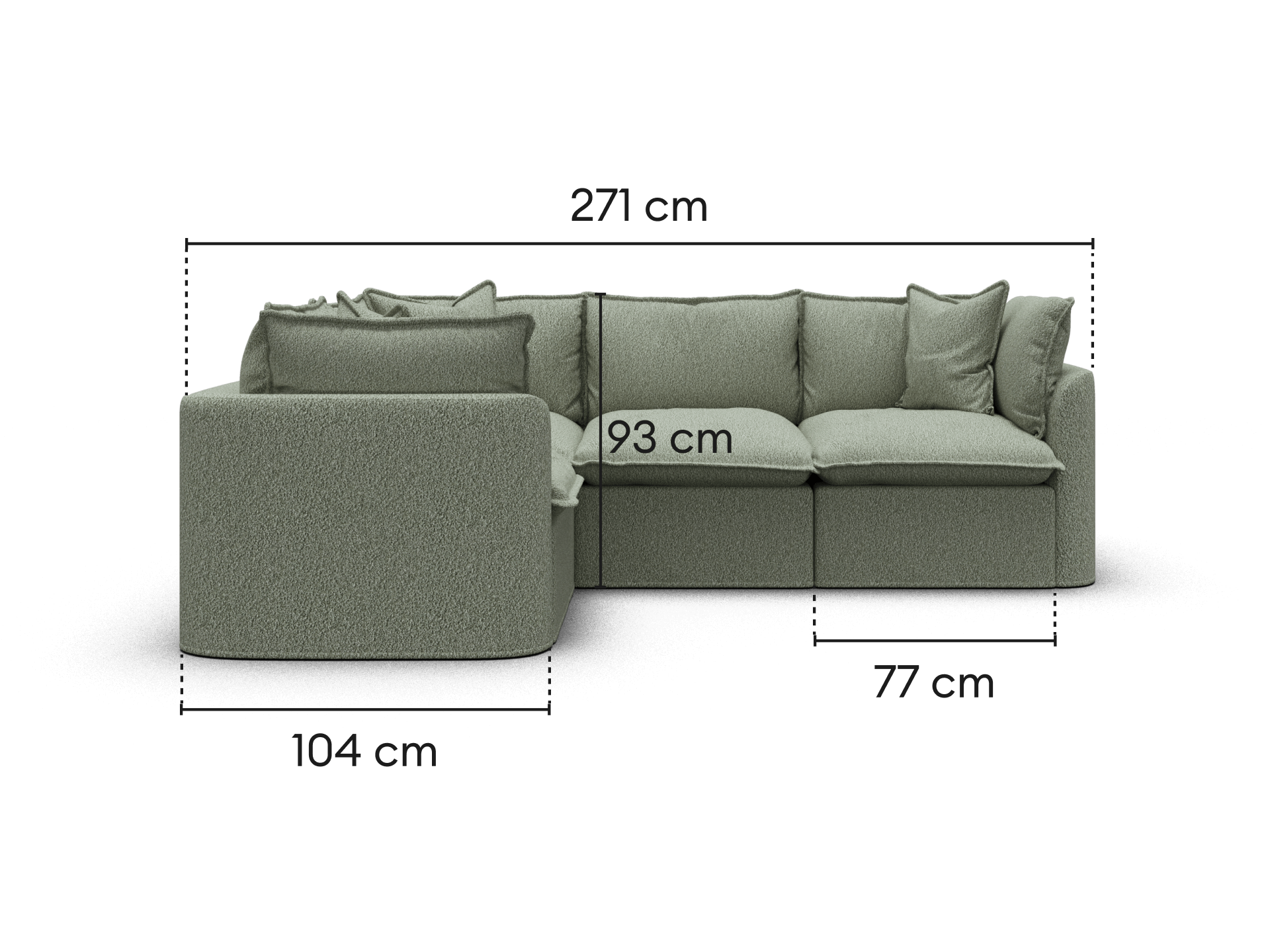 Tamarama Modular Sofa - Regular / 4 Sections / Frosty Grass (Luxe)