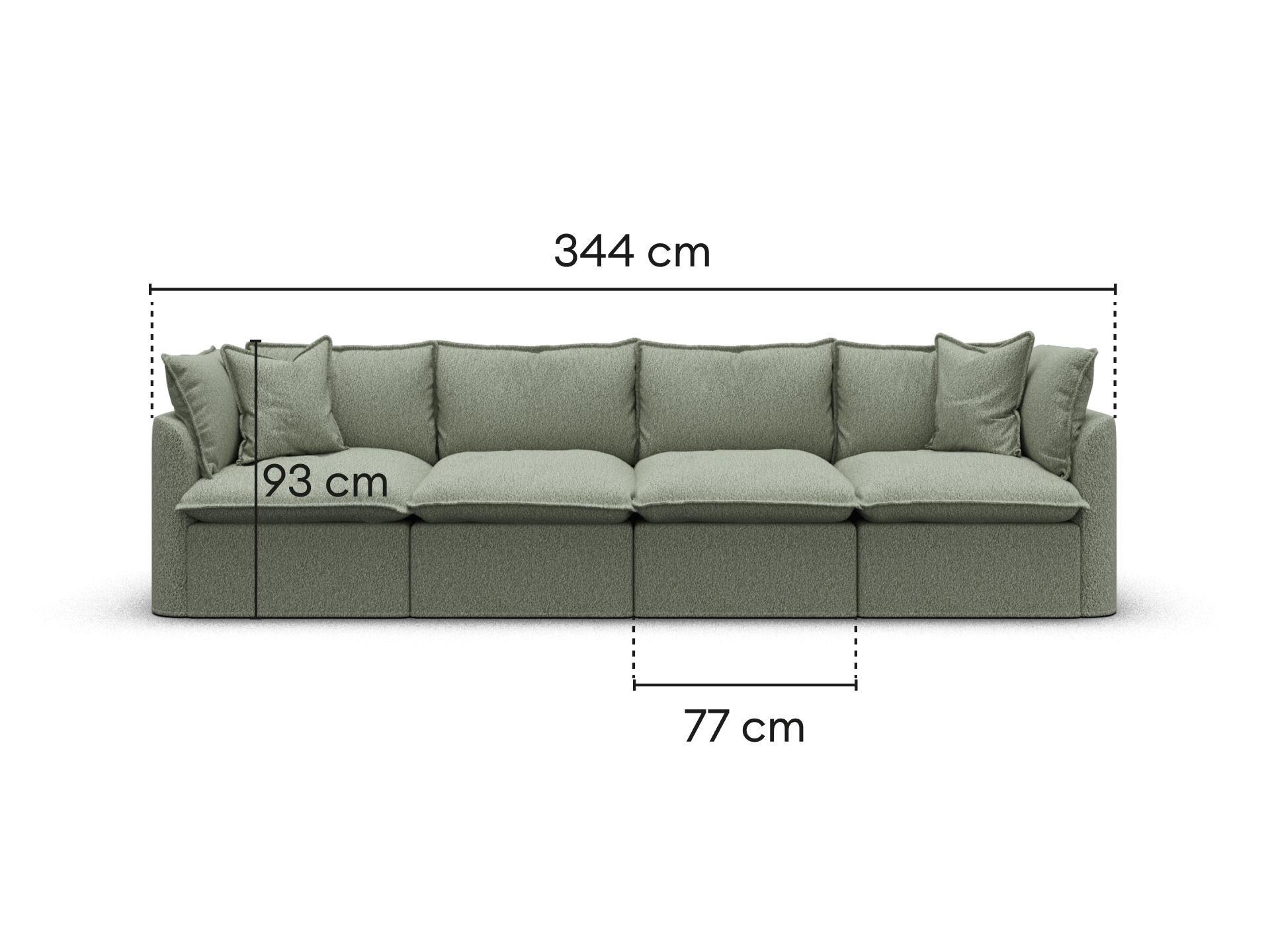 Tamarama Modular Sofa - Regular / 4 Sections / Frosty Grass (Luxe)
