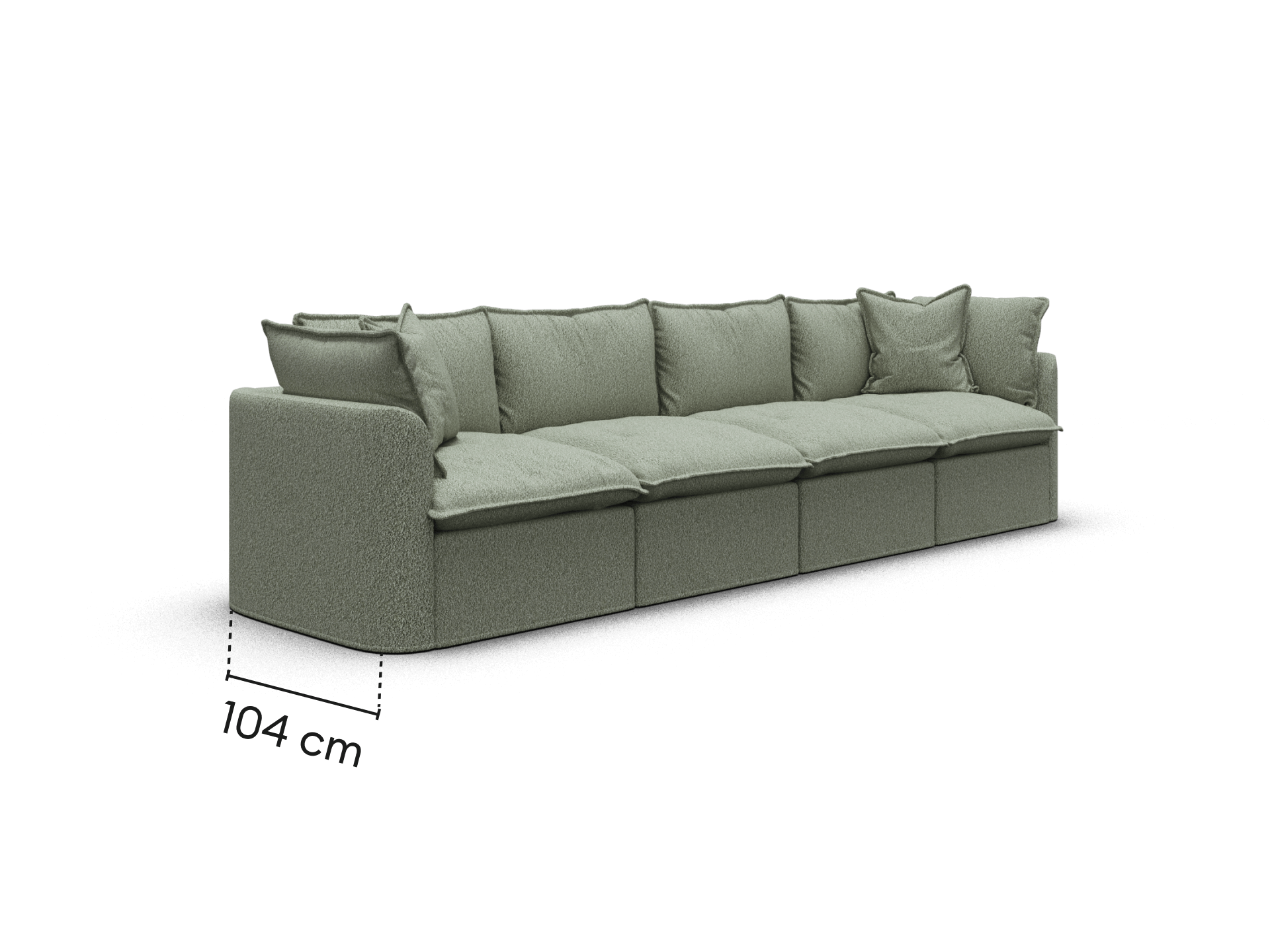 Tamarama Modular Sofa - Regular / 4 Sections / Frosty Grass (Luxe)