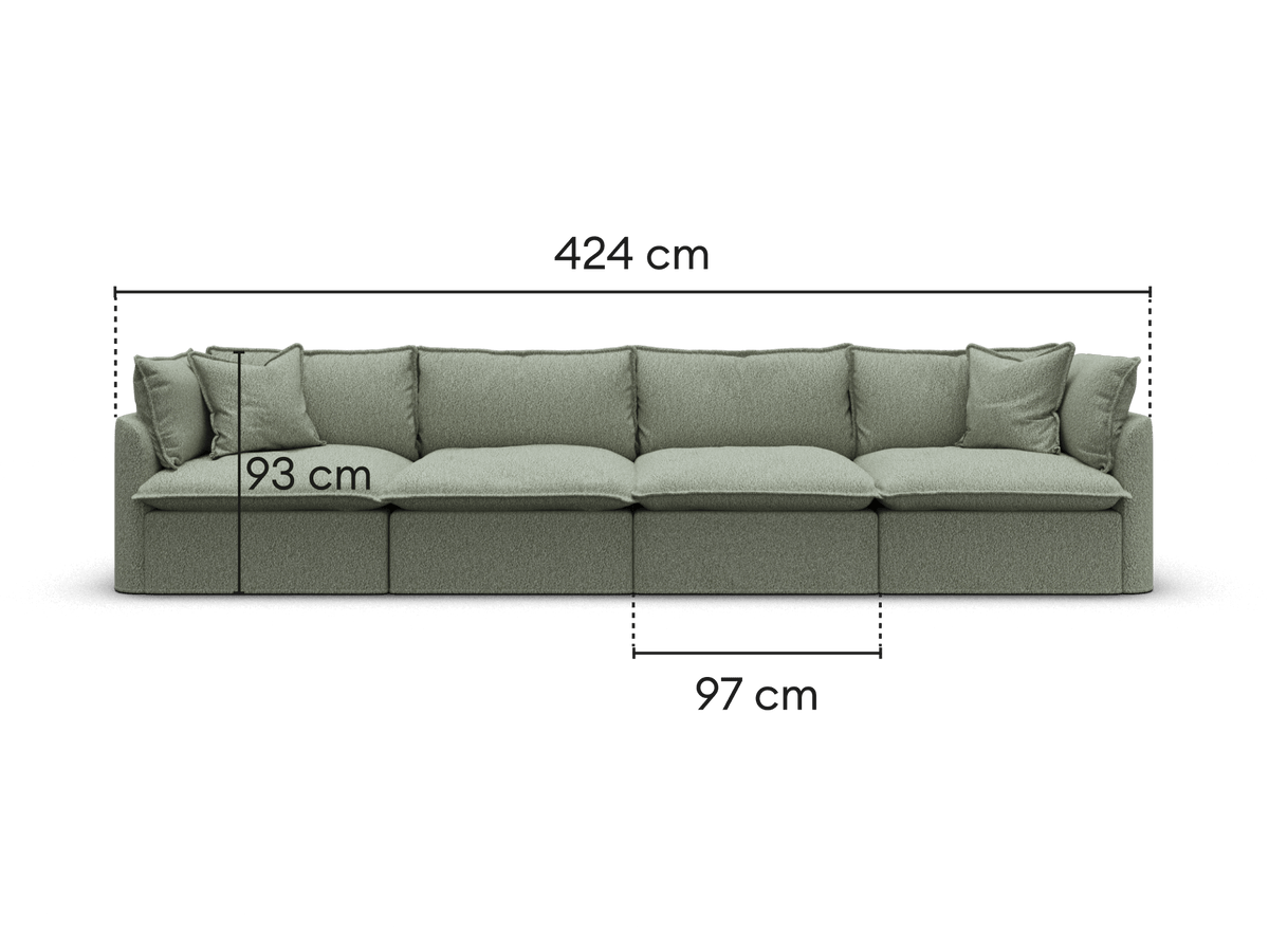 Tamarama Modular Sofa - 4 Sections / Extra Wide / Frosty Grass (Luxe)