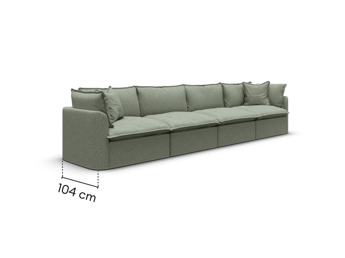 Tamarama Modular Sofa - 4 Sections / Extra Wide / Frosty Grass (Luxe)