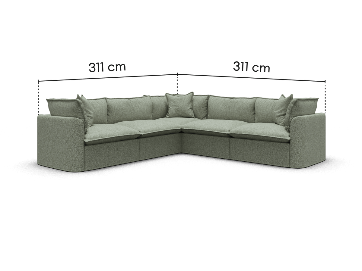 Tamarama Modular Sofa - 5 Sections / Extra Wide / Frosty Grass (Luxe)