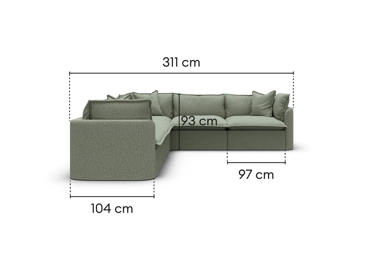 Tamarama Modular Sofa - 5 Sections / Extra Wide / Frosty Grass (Luxe)