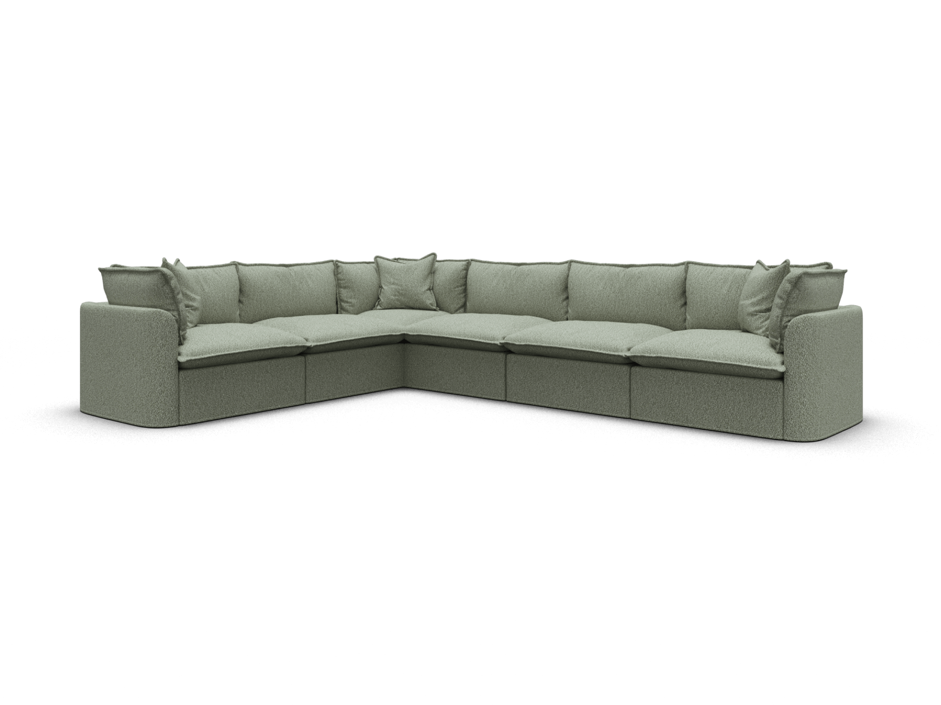 Tamarama Modular Sofa - 6 Sections / Extra Wide / Frosty Grass (Luxe)