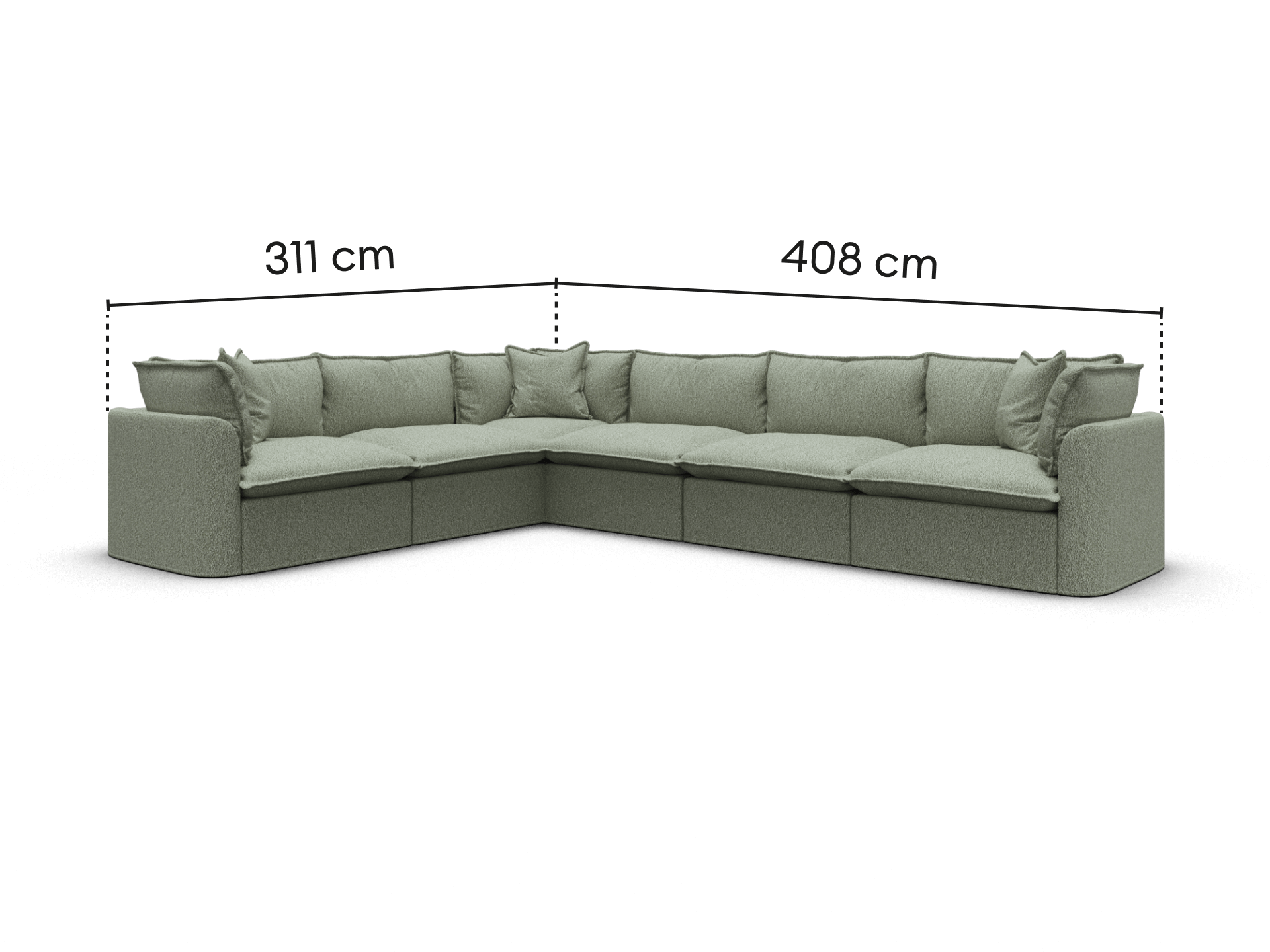 Tamarama Modular Sofa - 6 Sections / Extra Wide / Frosty Grass (Luxe)