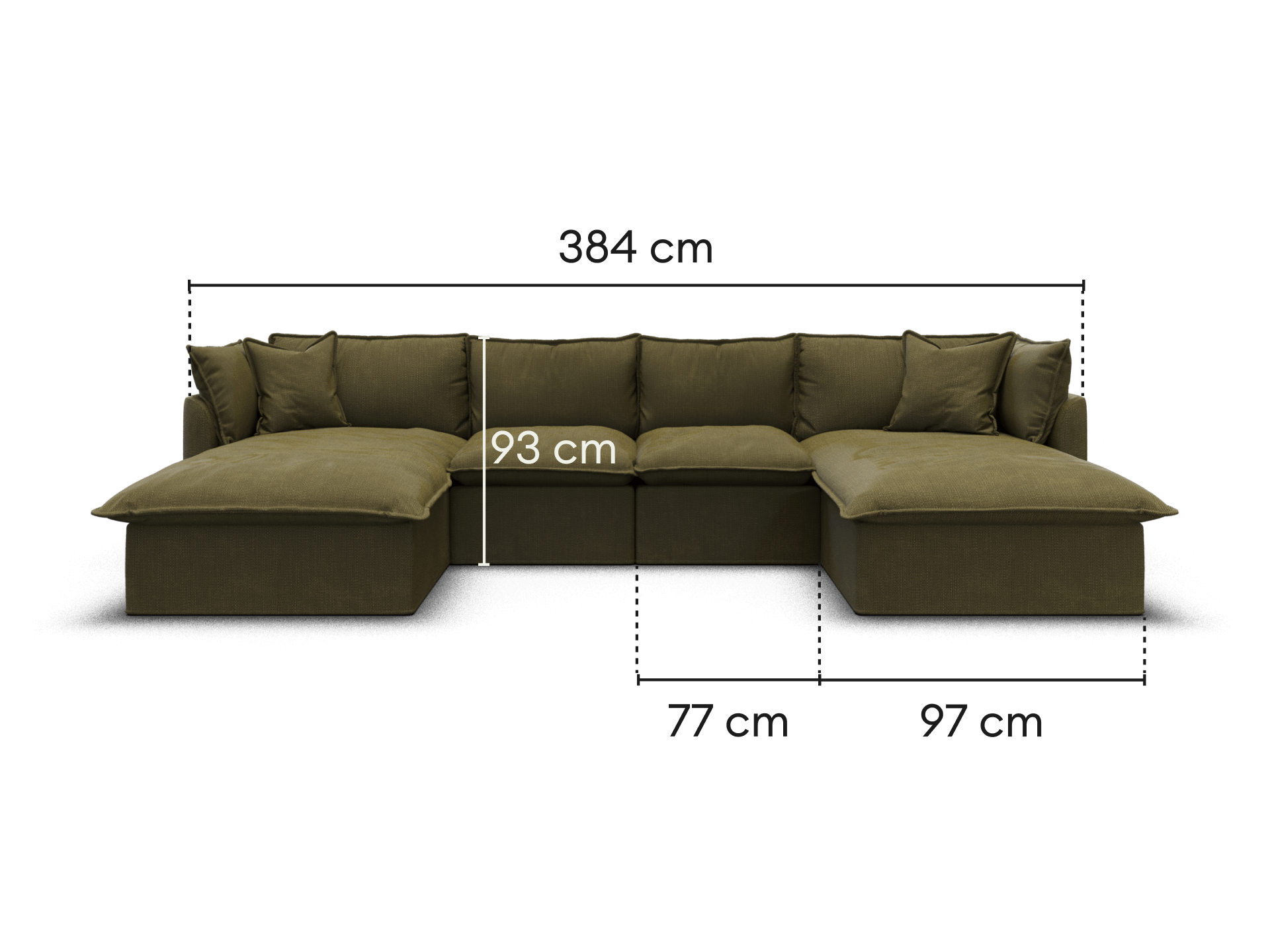 Tamarama Modular Sofa - Regular / 4 Sections with 2 Chaises / Forest Walk