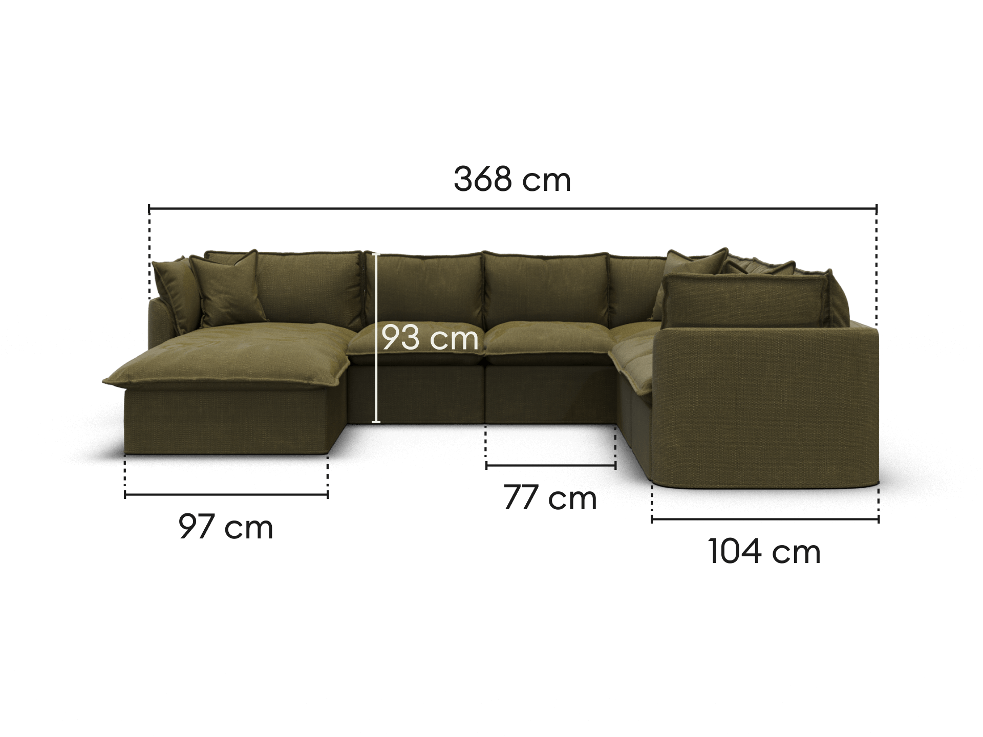 Tamarama Modular Sofa - Regular / 6 Sections with Chaise / Forest Walk