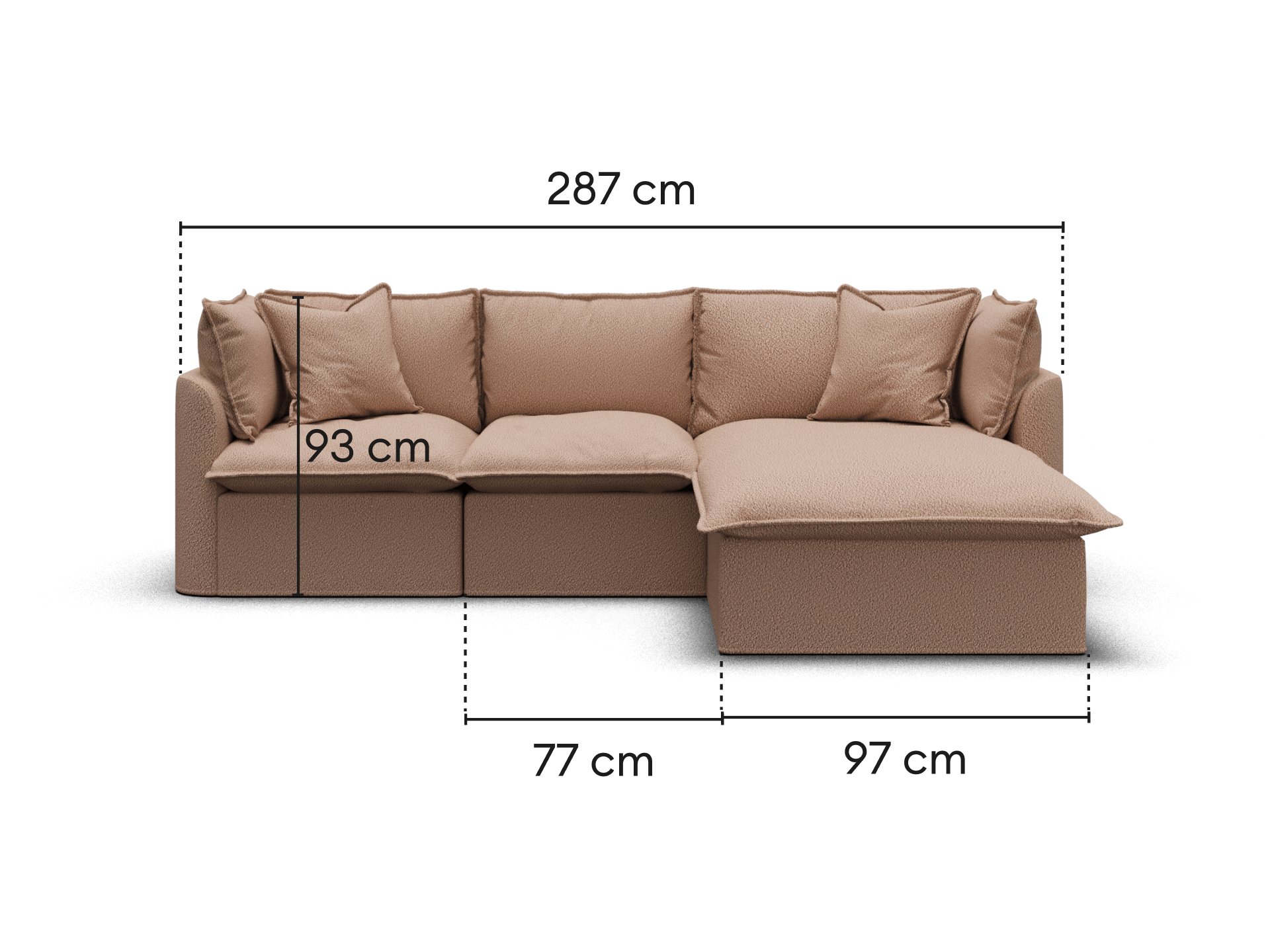 Tamarama Modular Sofa - Regular / 3 Sections / Pebble Beach (Luxe)