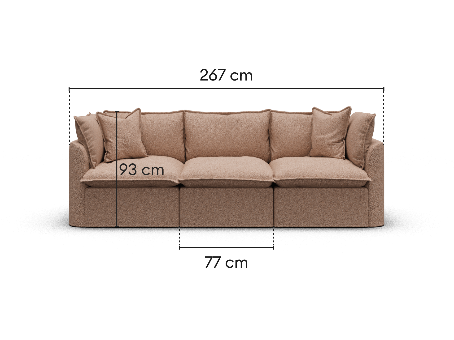 Tamarama Modular Sofa - Regular / 3 Sections / Pebble Beach (Luxe)