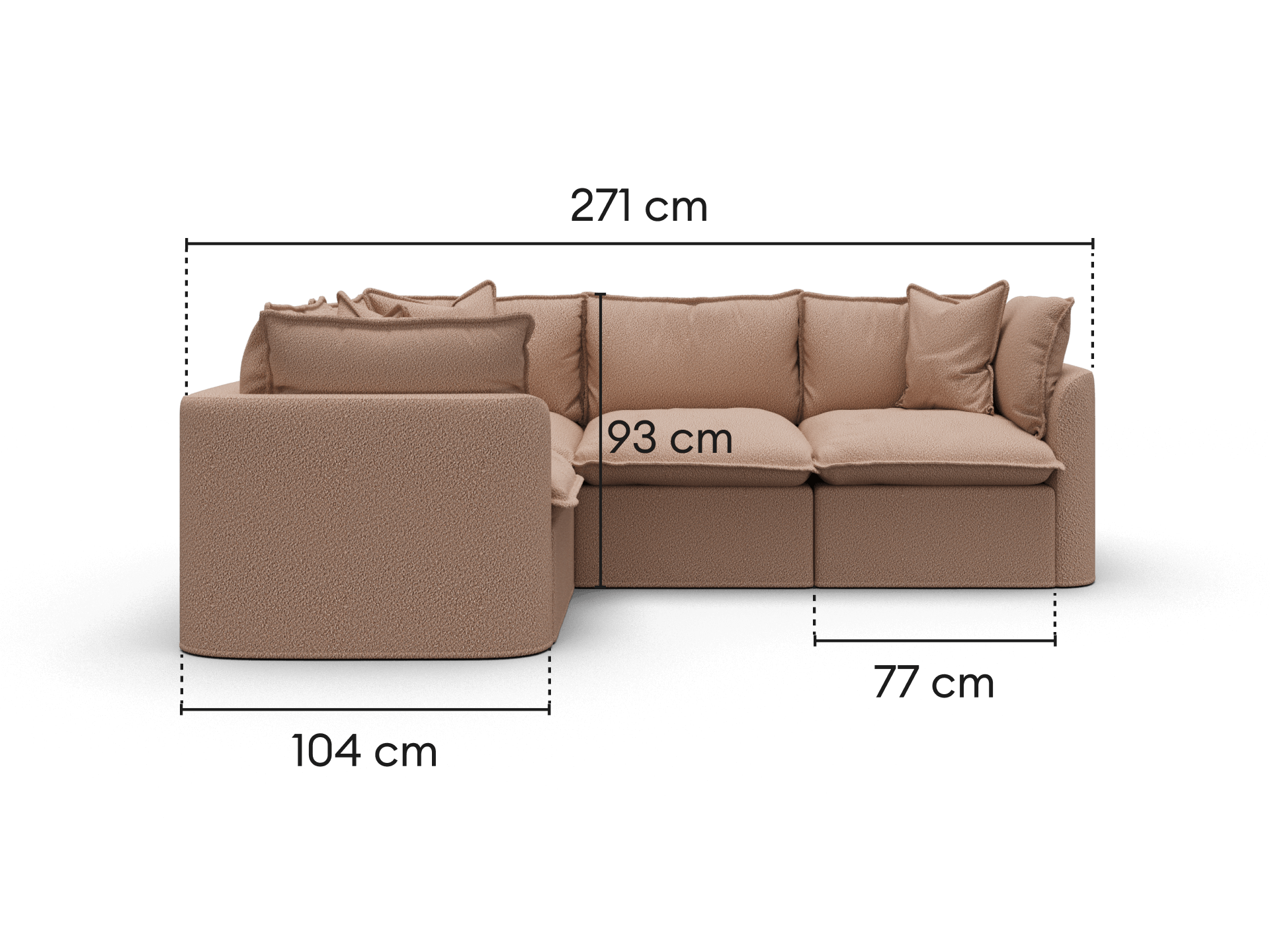 Tamarama Modular Sofa - 4 Sections / Regular / Pebble Beach (Luxe)
