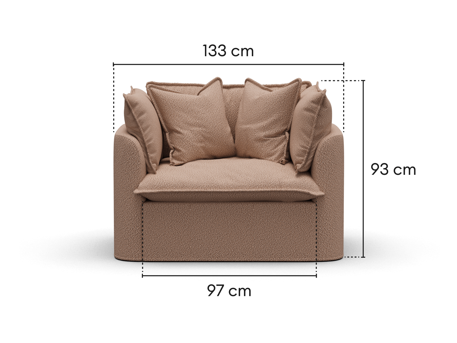 Tamarama Modular Armchair - Extra Wide / Pebble Beach (Luxe)