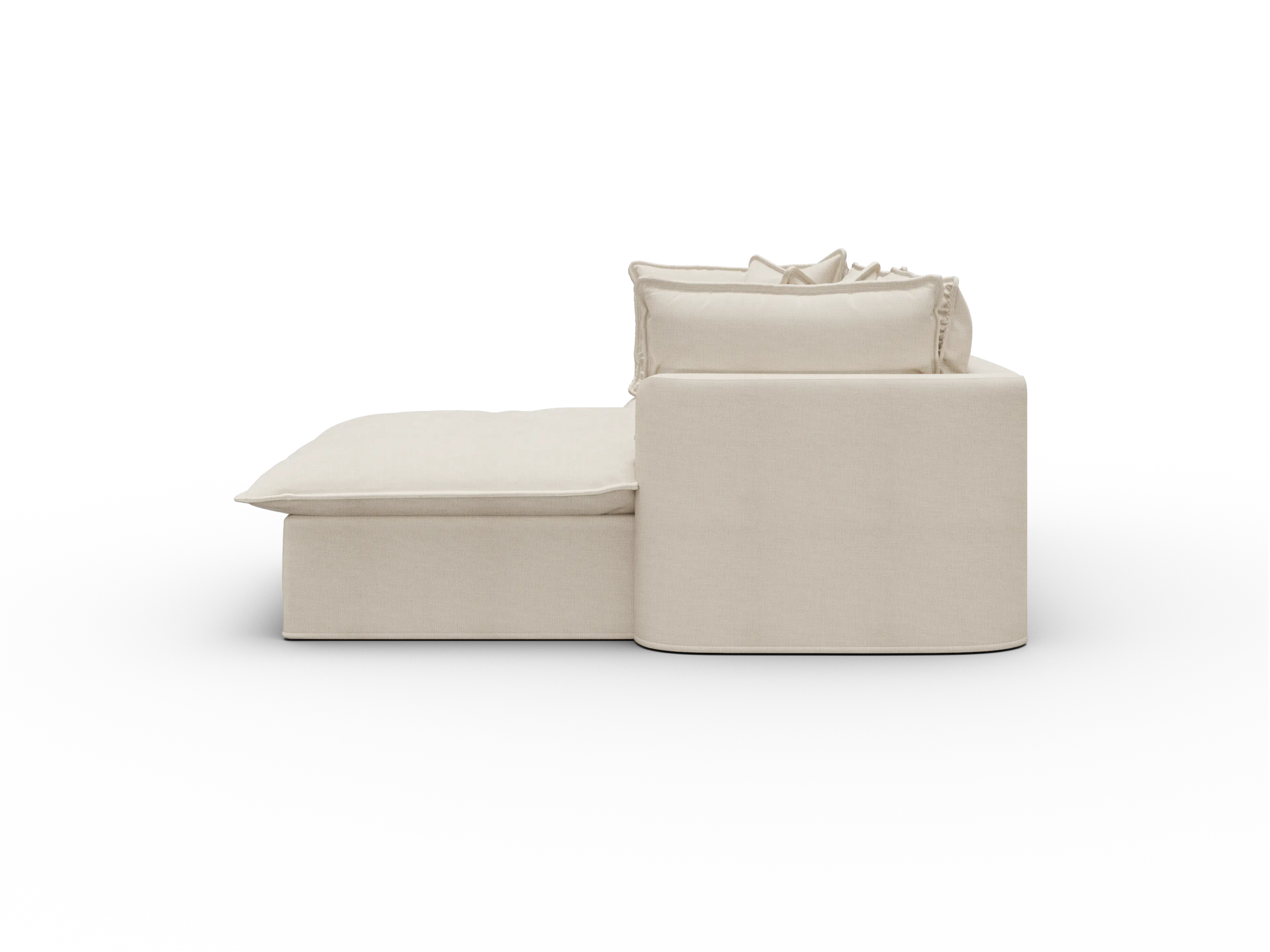 Koala Tamworth Washable Covers 2-seater sofa with chaise in cream linen-look fabric on white