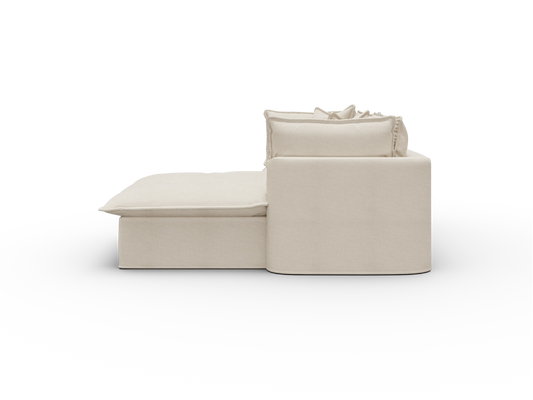 Koala Tamworth Washable Covers 2-seater sofa with chaise in cream linen-look fabric on white