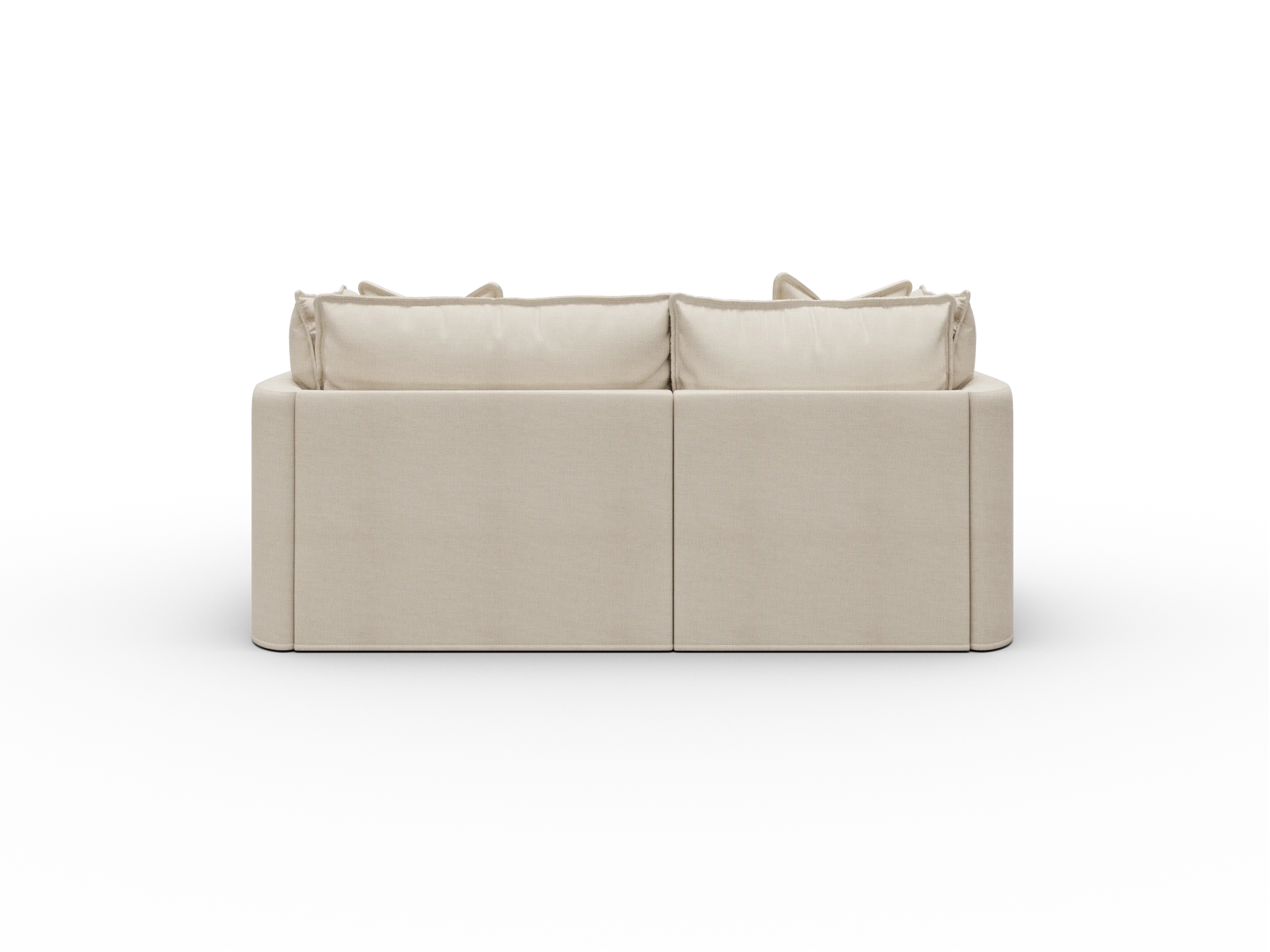 Koala Tamworth Washable Covers 2-seater sofa with chaise in cream linen-look fabric on white