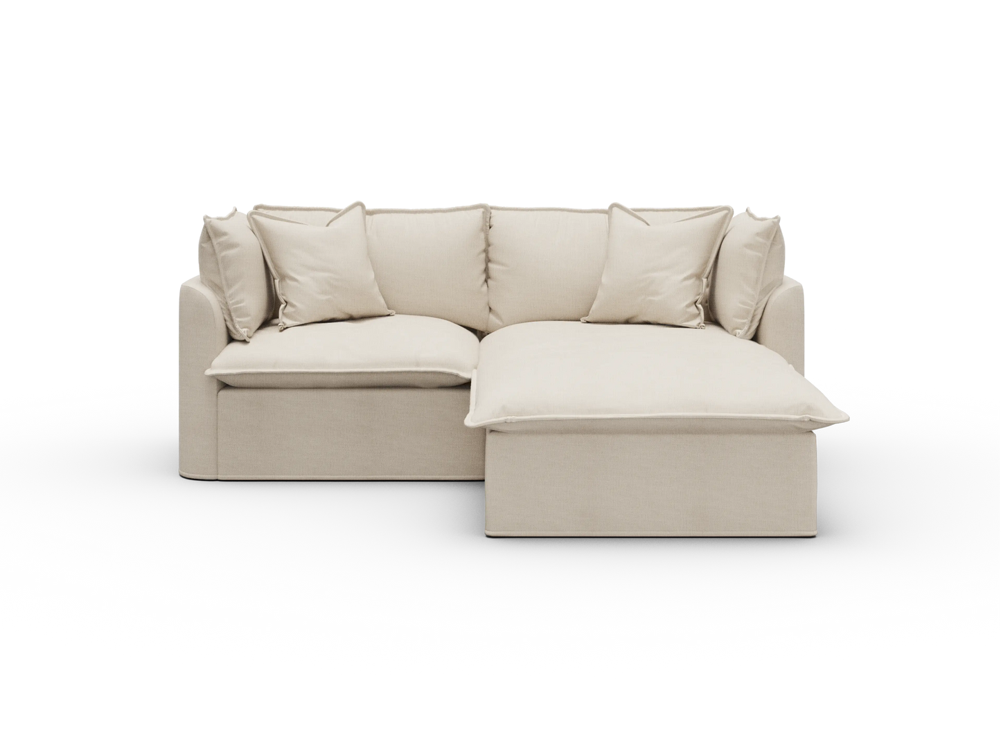 Koala Tamworth Washable Covers 2-seater sofa with chaise in cream linen-look fabric on white