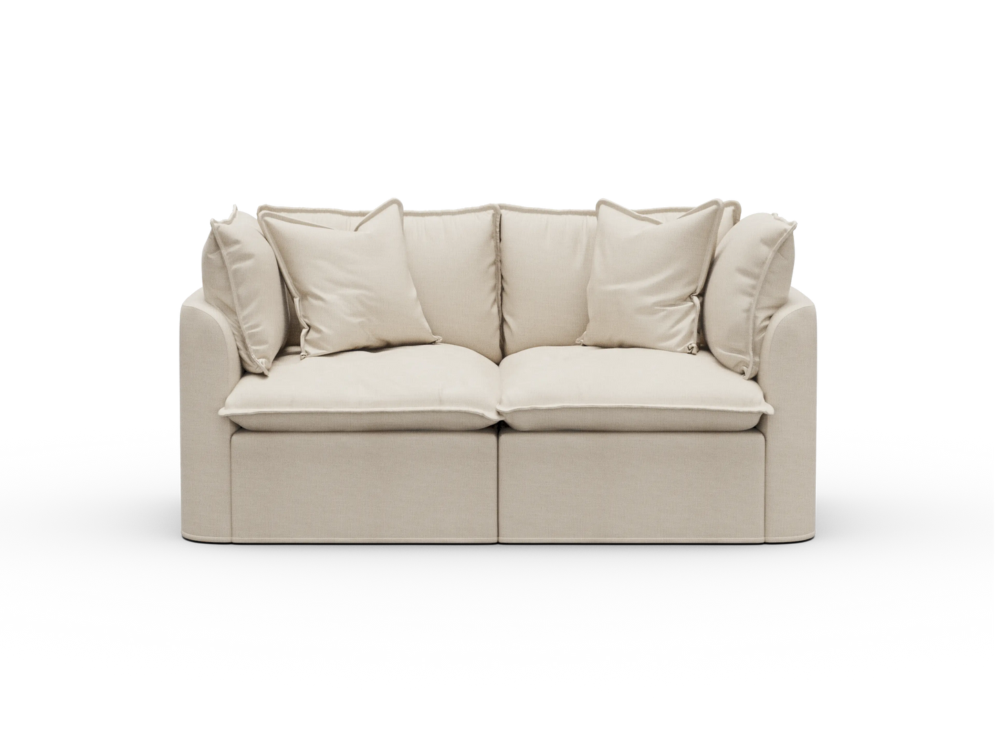 Koala Tamworth Washable Covers 2-seater modular sofa in cream linen-look fabric on white