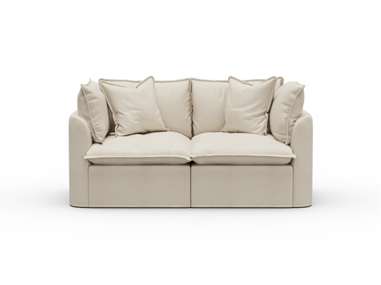 Koala Tamworth Washable Covers 2-seater modular sofa in cream linen-look fabric on white
