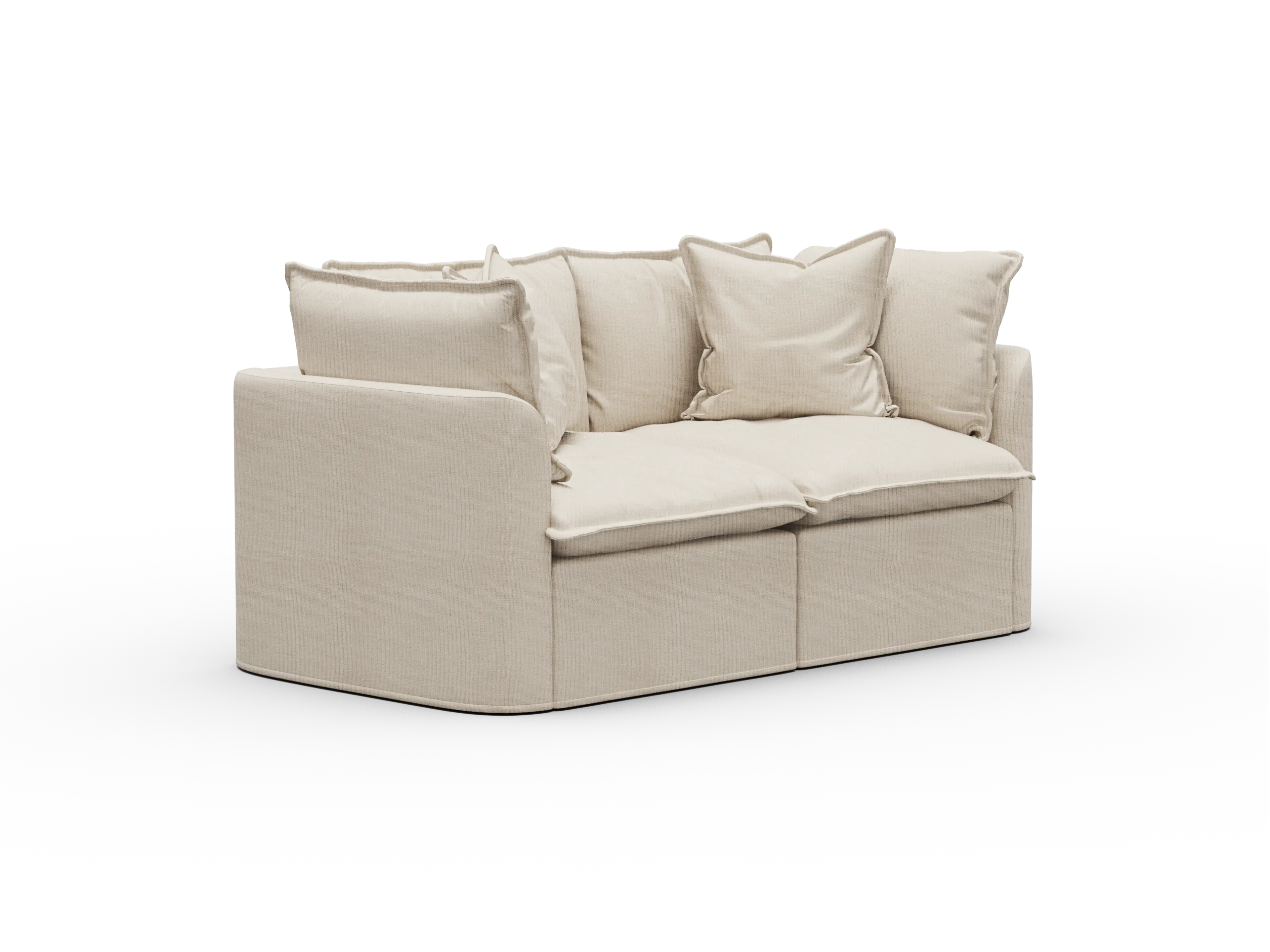 Koala Tamworth Washable Covers 2-seater modular sofa in cream linen-look fabric on white
