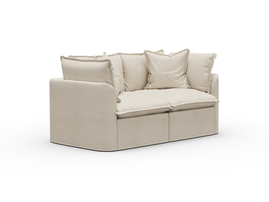 Koala Tamworth Washable Covers 2-seater modular sofa in cream linen-look fabric on white