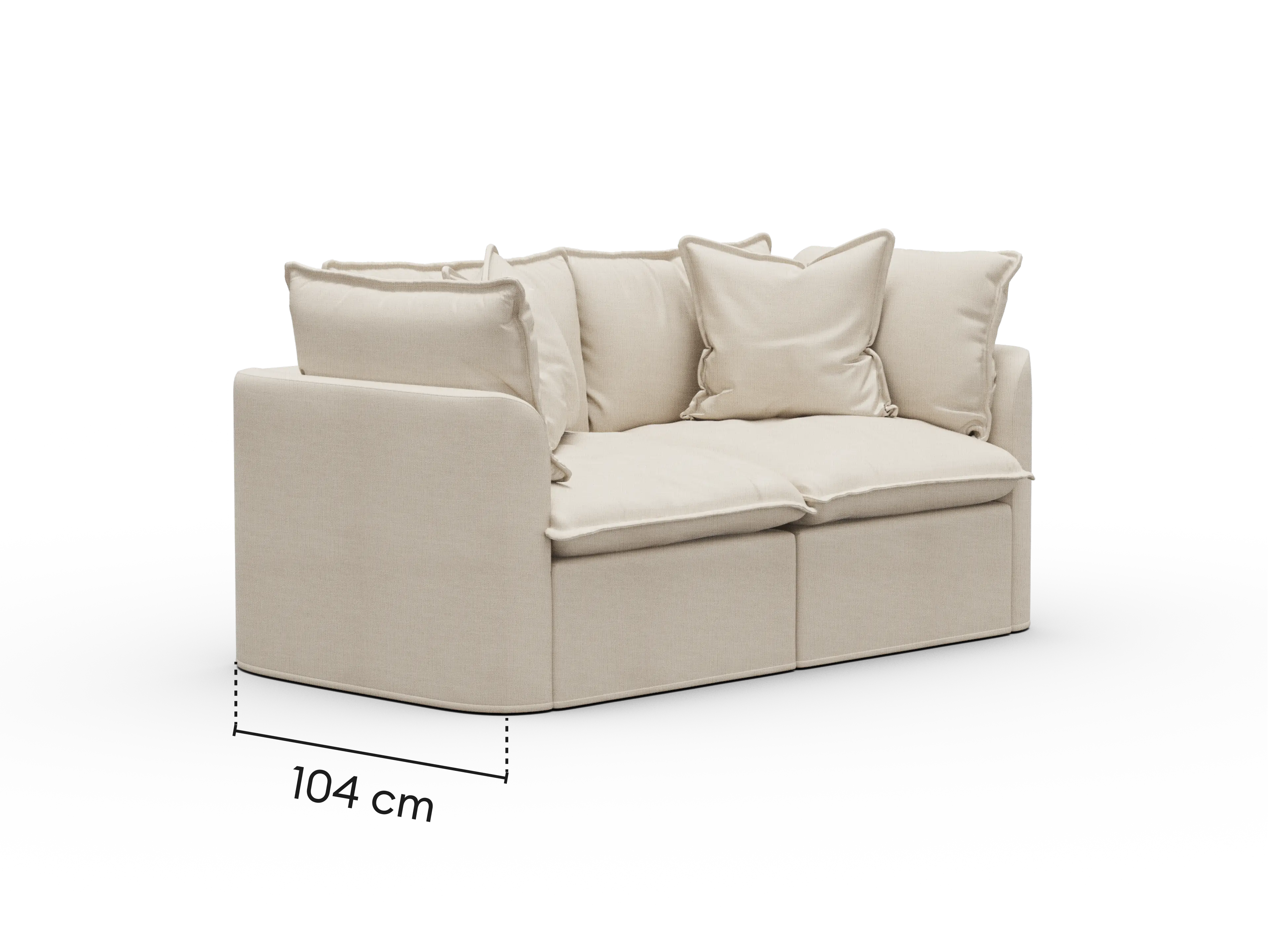 Dimensions diagram of Koala Tamworth 2-seater modular sofa with cm measurements