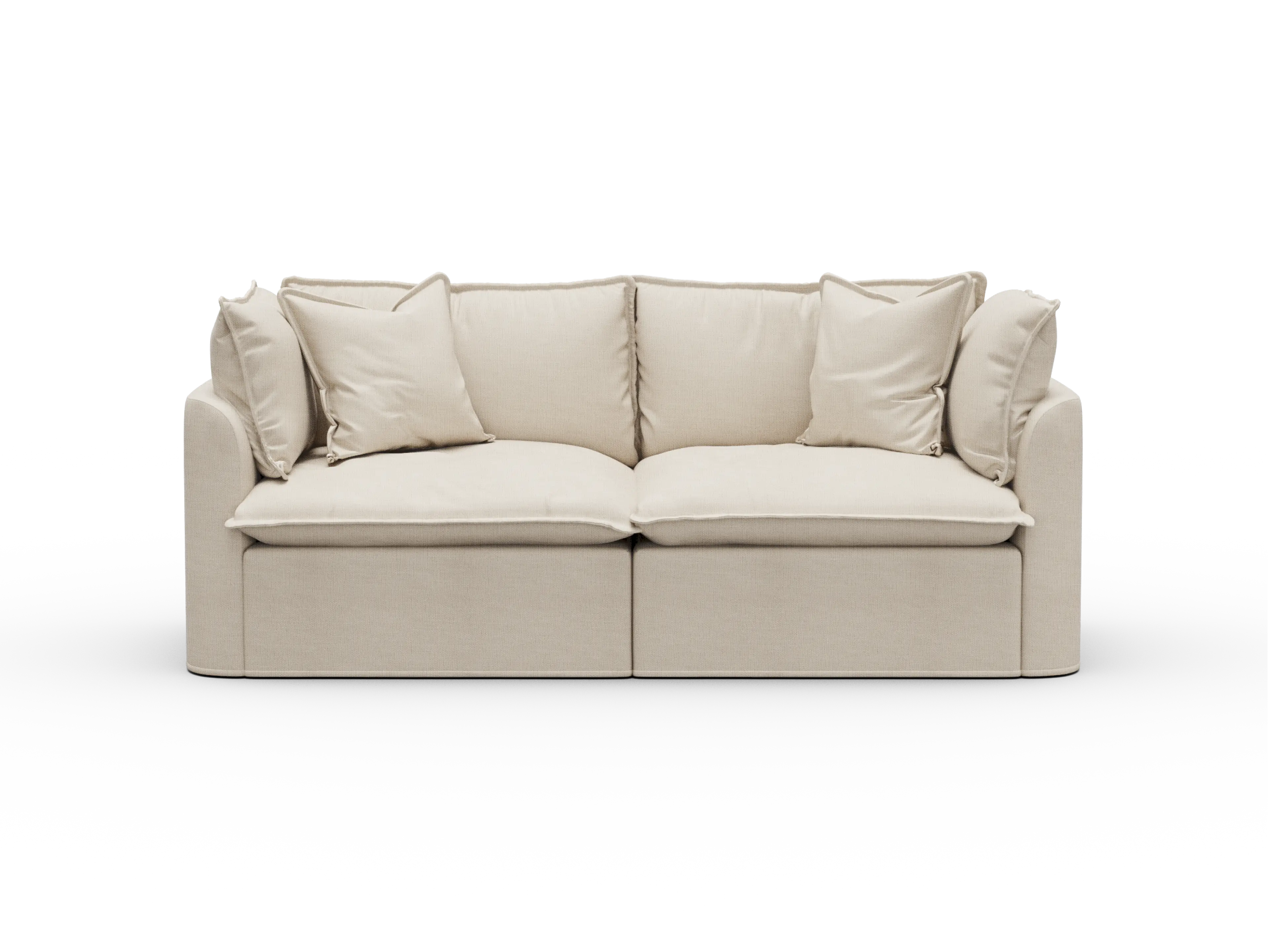 Koala Tamworth Washable Covers 2-seater modular sofa in cream linen-look fabric on white