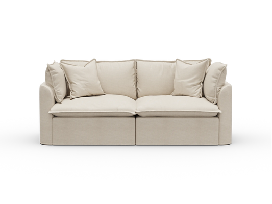 Koala Tamworth Washable Covers 2-seater modular sofa in cream linen-look fabric on white