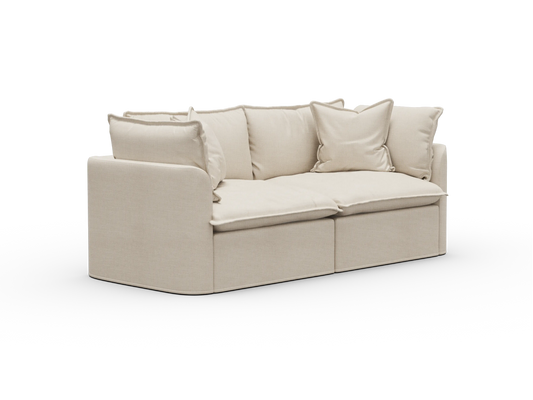 Koala Tamworth Washable Covers 2-seater modular sofa in cream linen-look fabric on white