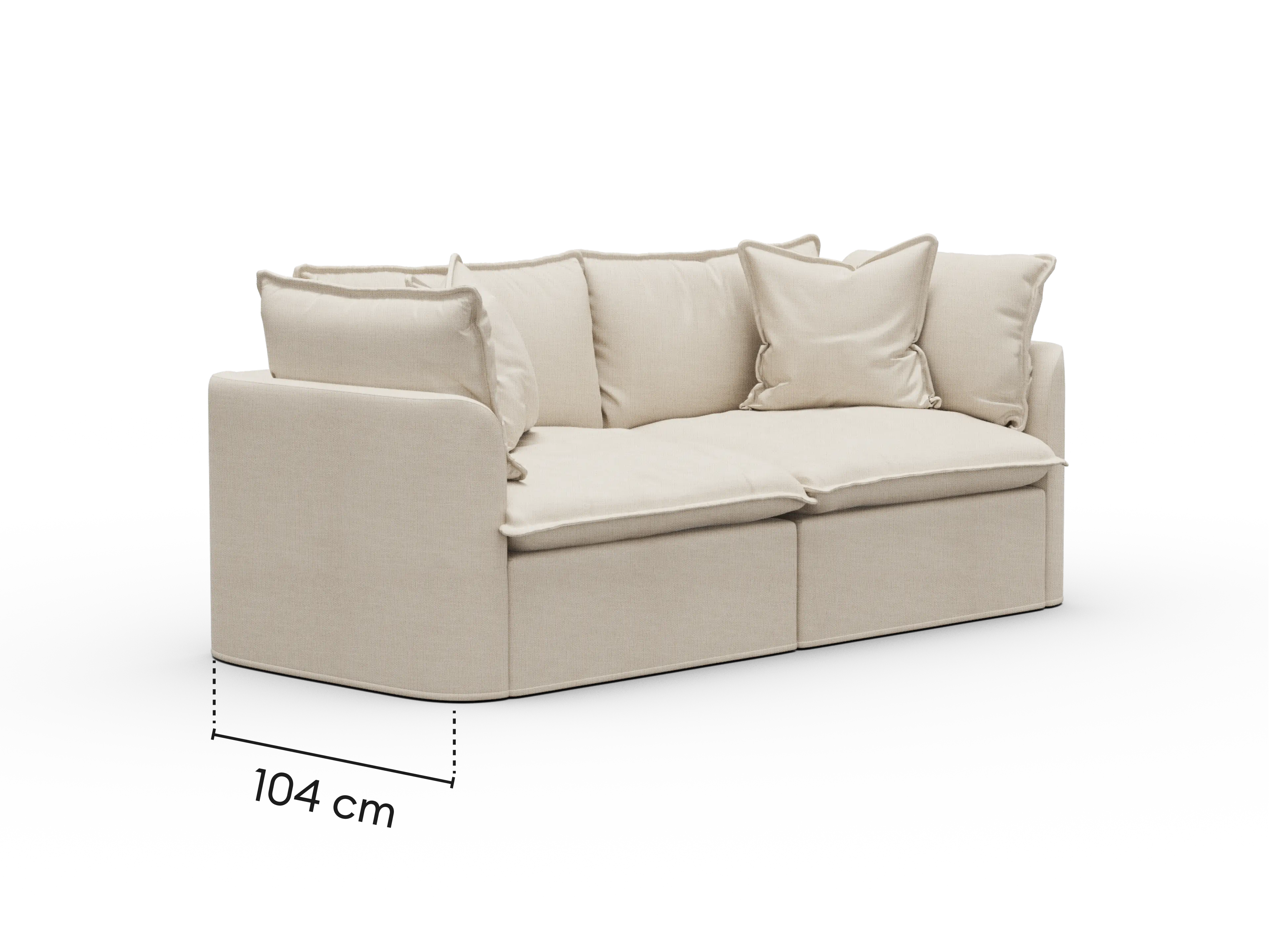 Dimensions diagram of Koala Tamworth 2-seater modular sofa with cm measurements