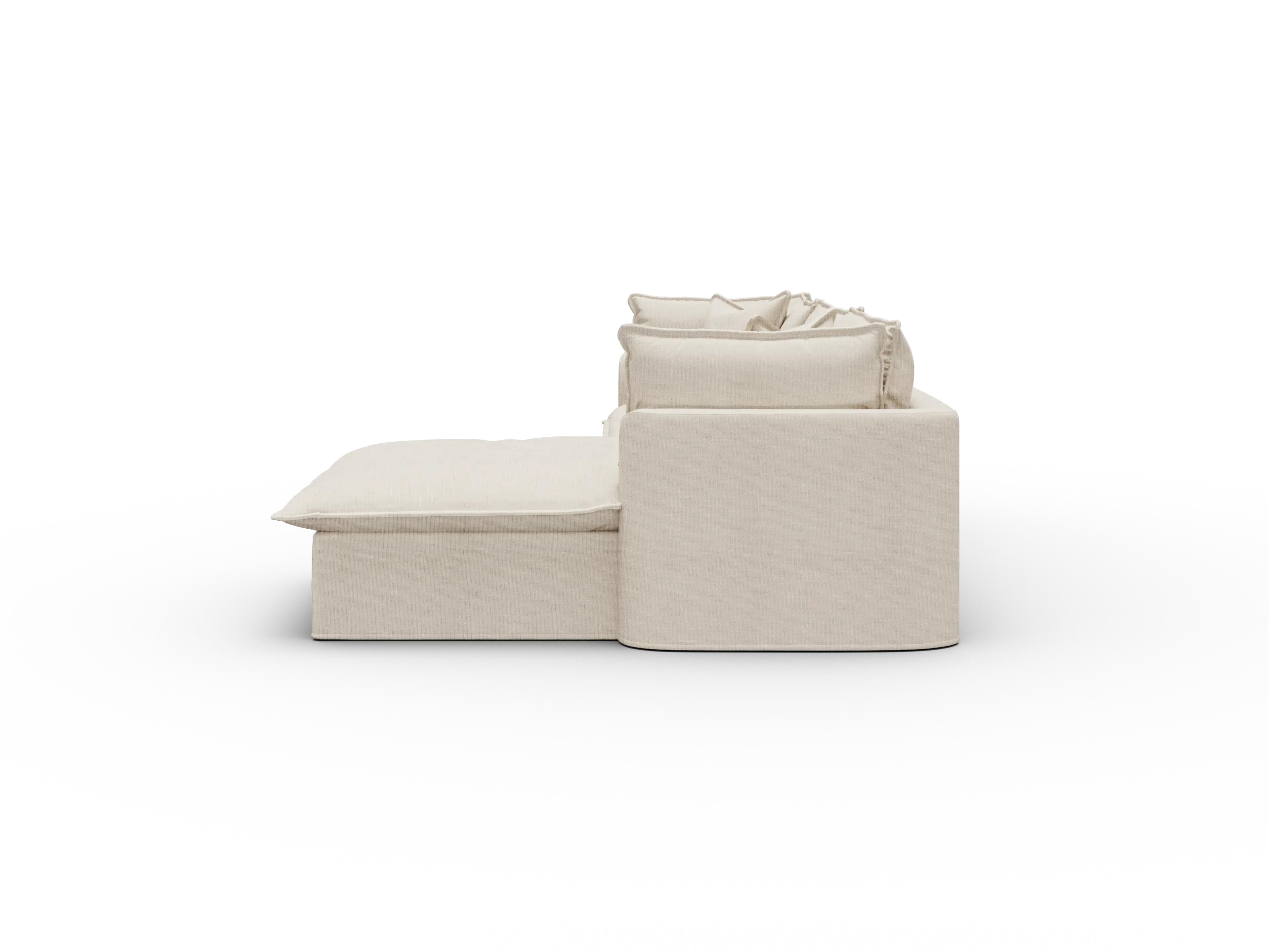 Koala Tamworth Washable Covers 3-seater sofa with chaise in cream linen-look fabric on white