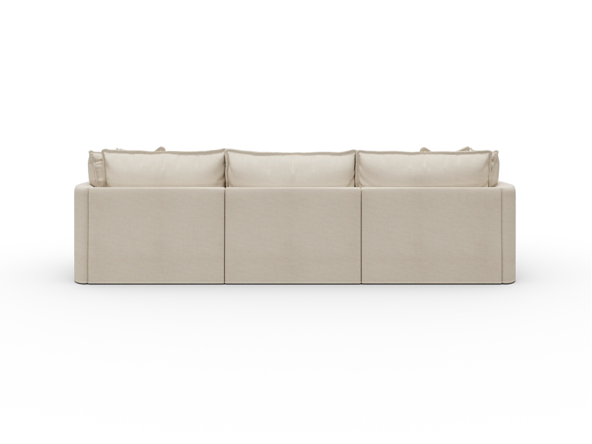 Koala Tamworth Washable Covers 3-seater sofa with chaise in cream linen-look fabric on white