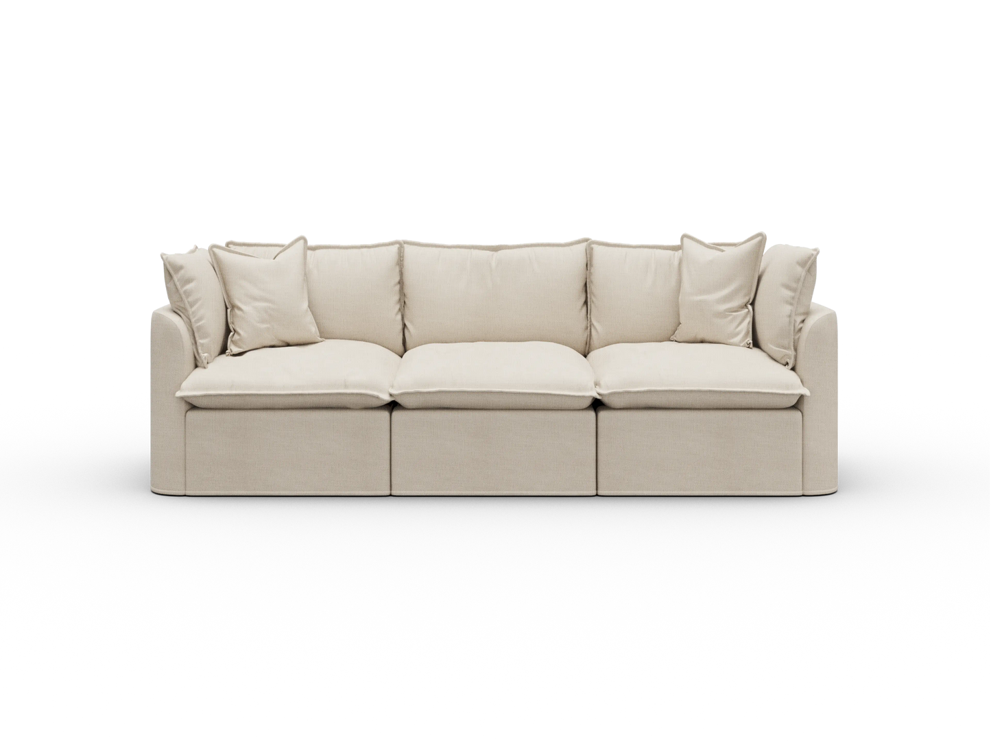 Koala Tamworth Washable Covers 3-seater modular sofa in cream linen-look fabric on white