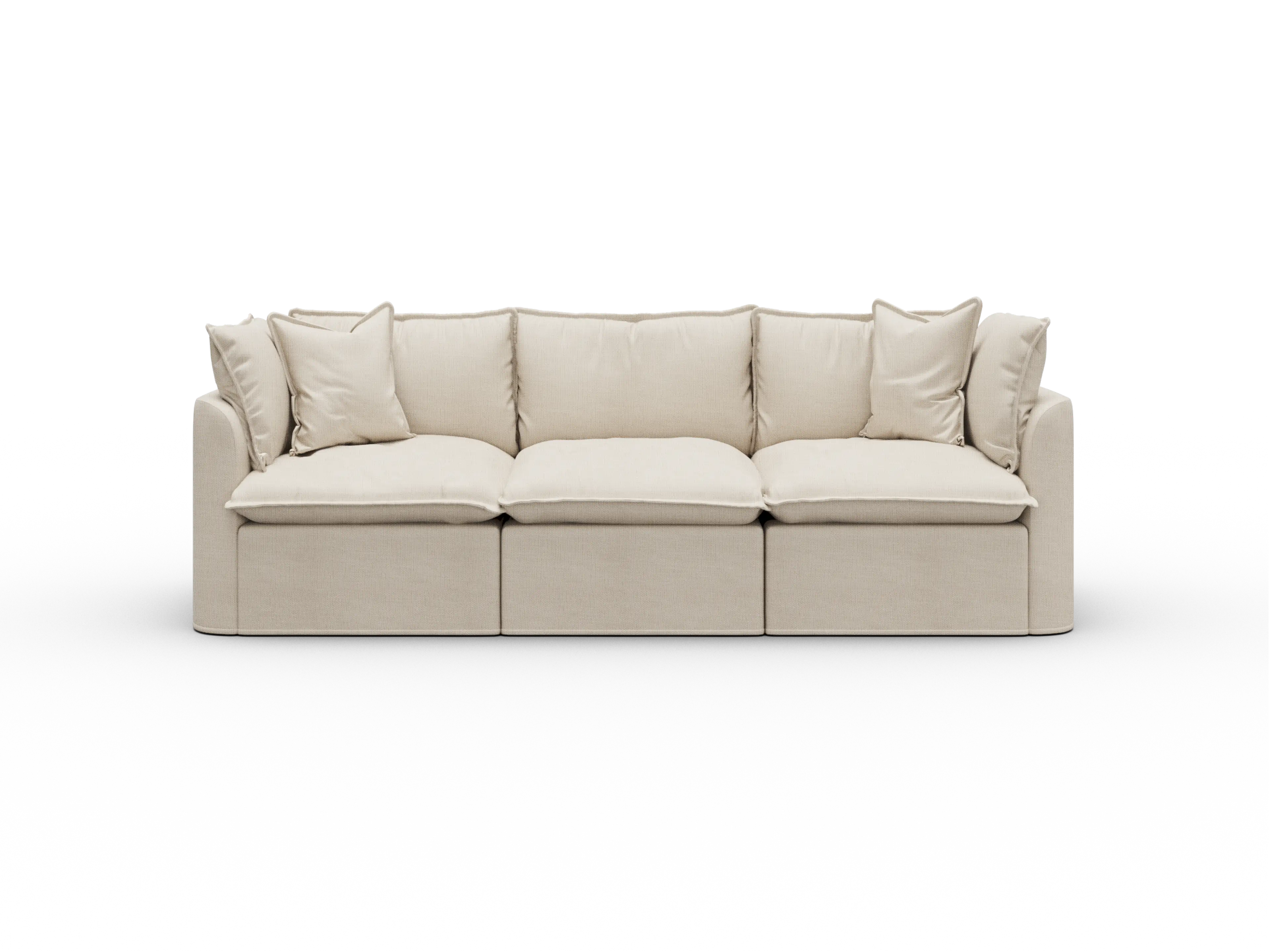 Koala Tamworth Washable Covers 3-seater modular sofa in cream linen-look fabric on white