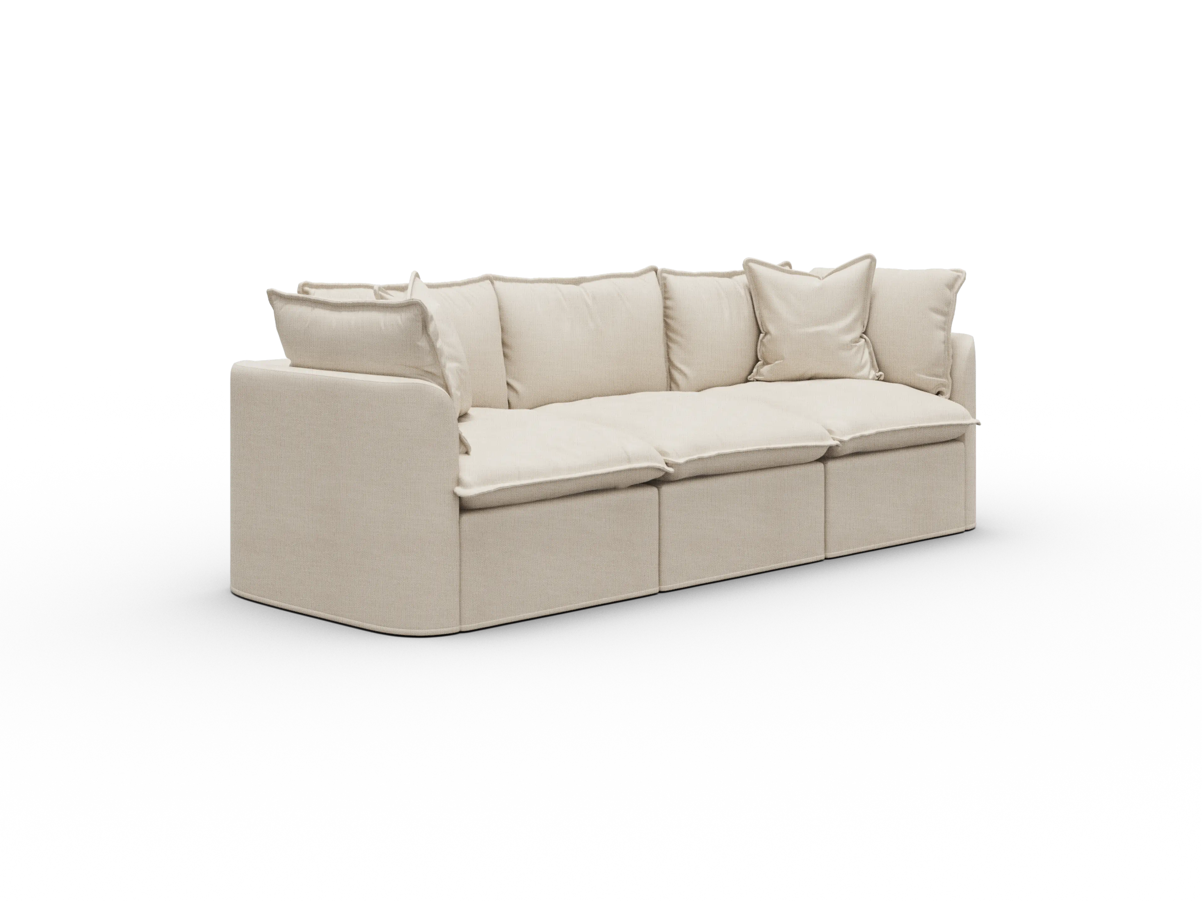 Koala Tamworth Washable Covers 3-seater modular sofa in cream linen-look fabric on white