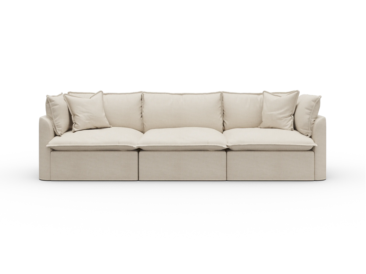 Koala Tamworth Washable Covers 3-seater modular sofa in cream linen-look fabric on white