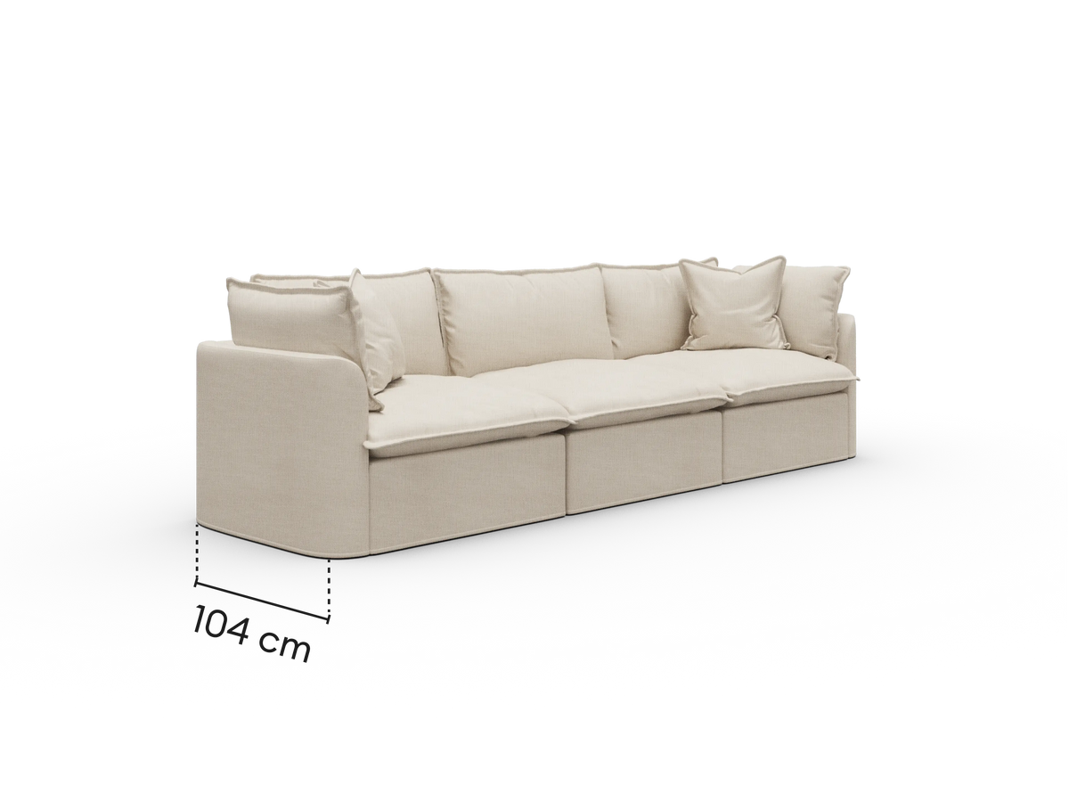 Dimensions diagram of Koala Tamworth 3-seater modular sofa with cm measurements