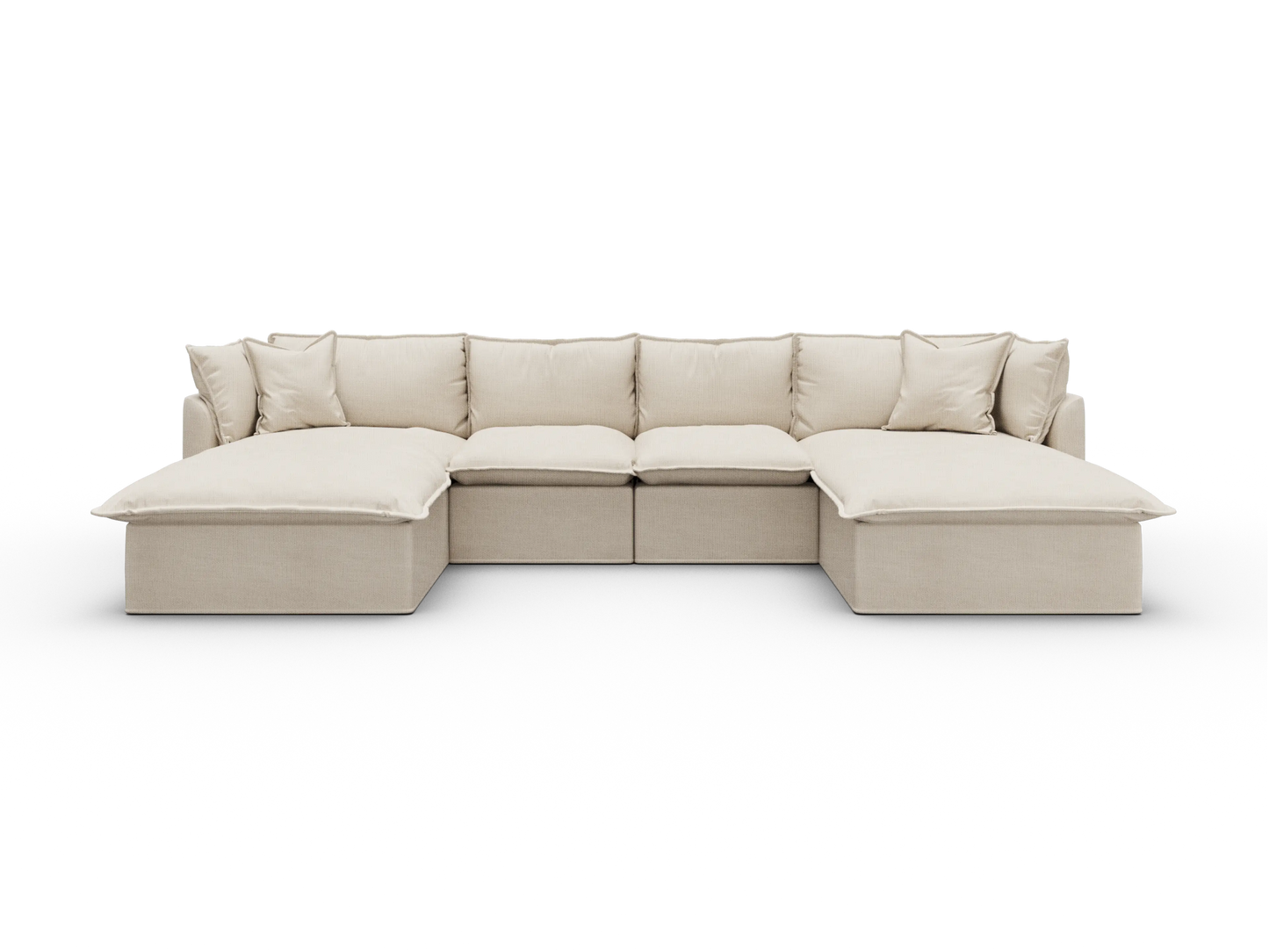 Koala Tamworth Washable Covers 4-seater sofa with double chaise in cream linen-look fabric on white
