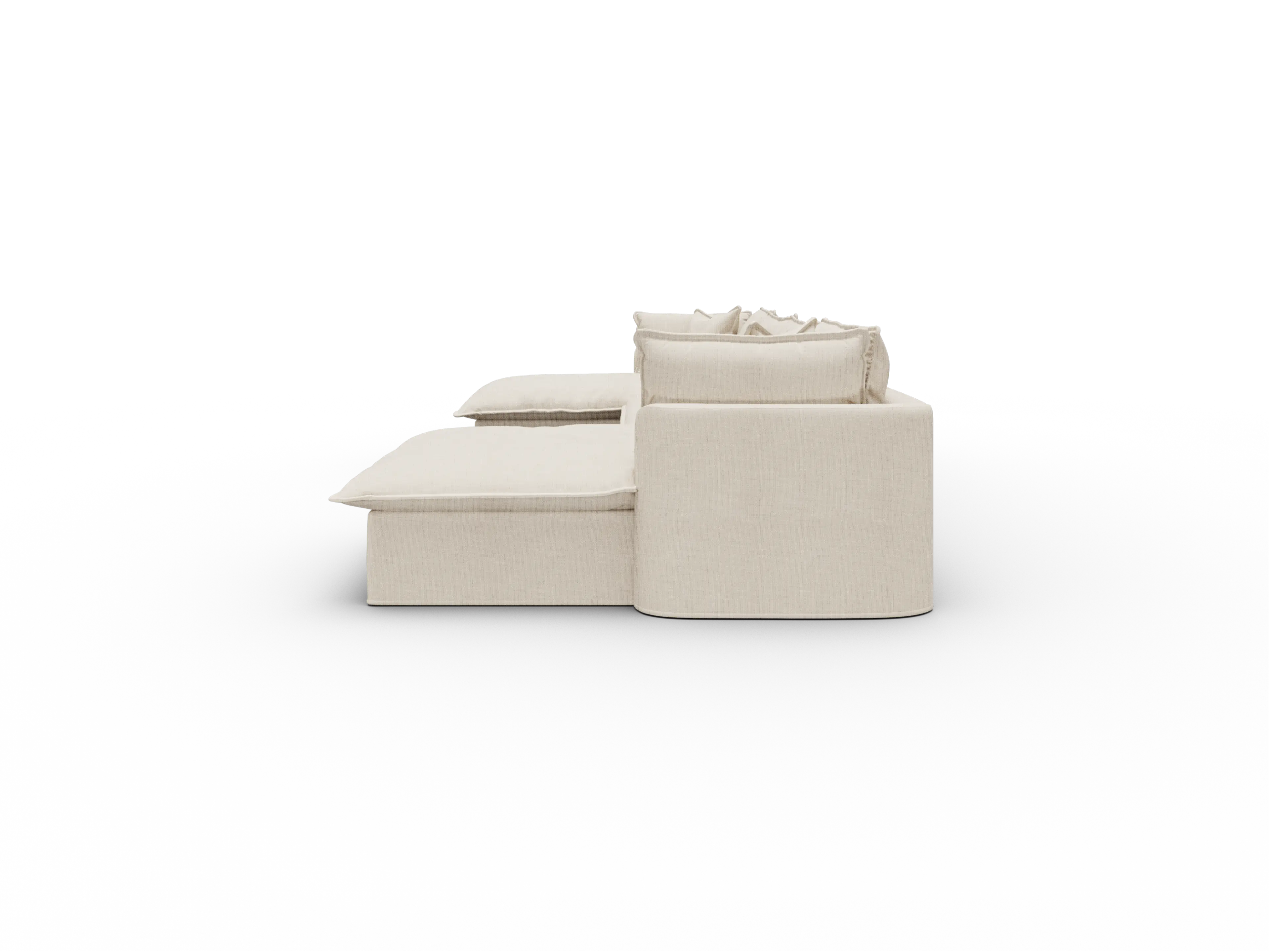 Koala Tamworth Washable Covers 4-seater sofa with double chaise in cream linen-look fabric on white