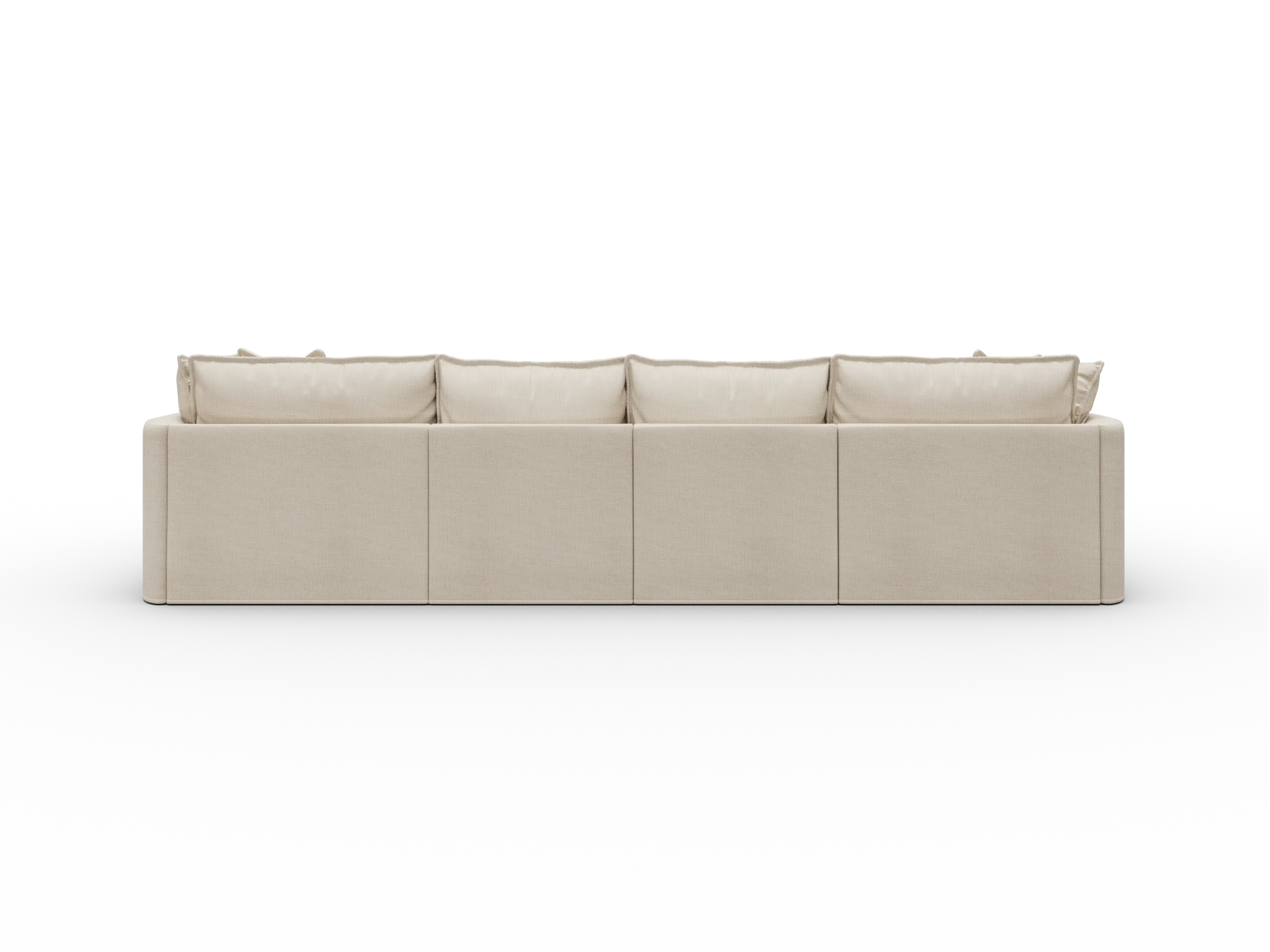 Koala Tamworth Washable Covers 4-seater sofa with double chaise in cream linen-look fabric on white