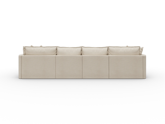 Koala Tamworth Washable Covers 4-seater sofa with double chaise in cream linen-look fabric on white