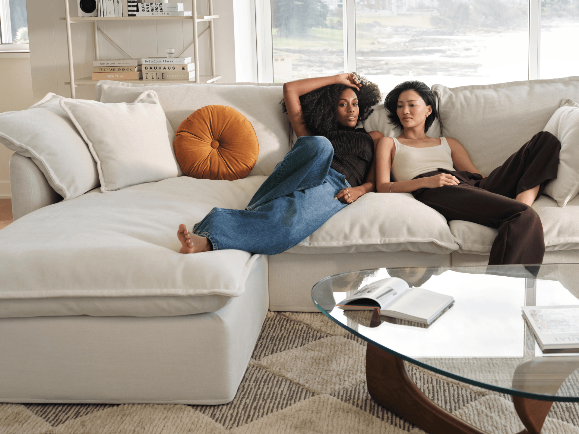 Tamarama Modular Sofa - Regular / 4 Sections with 2 Chaises / Winter Cream
