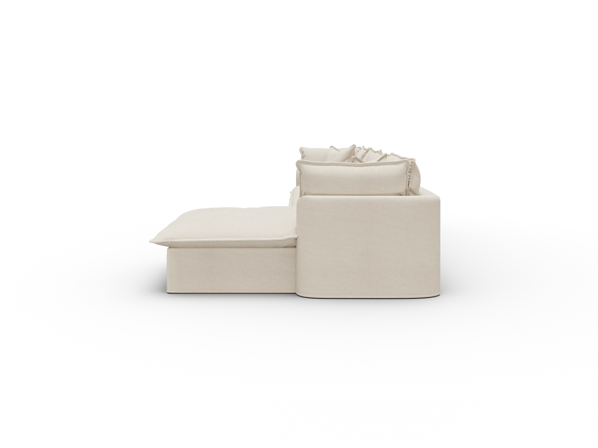 Koala Tamworth Washable Covers 4-seater sofa with chaise in cream linen-look fabric on white