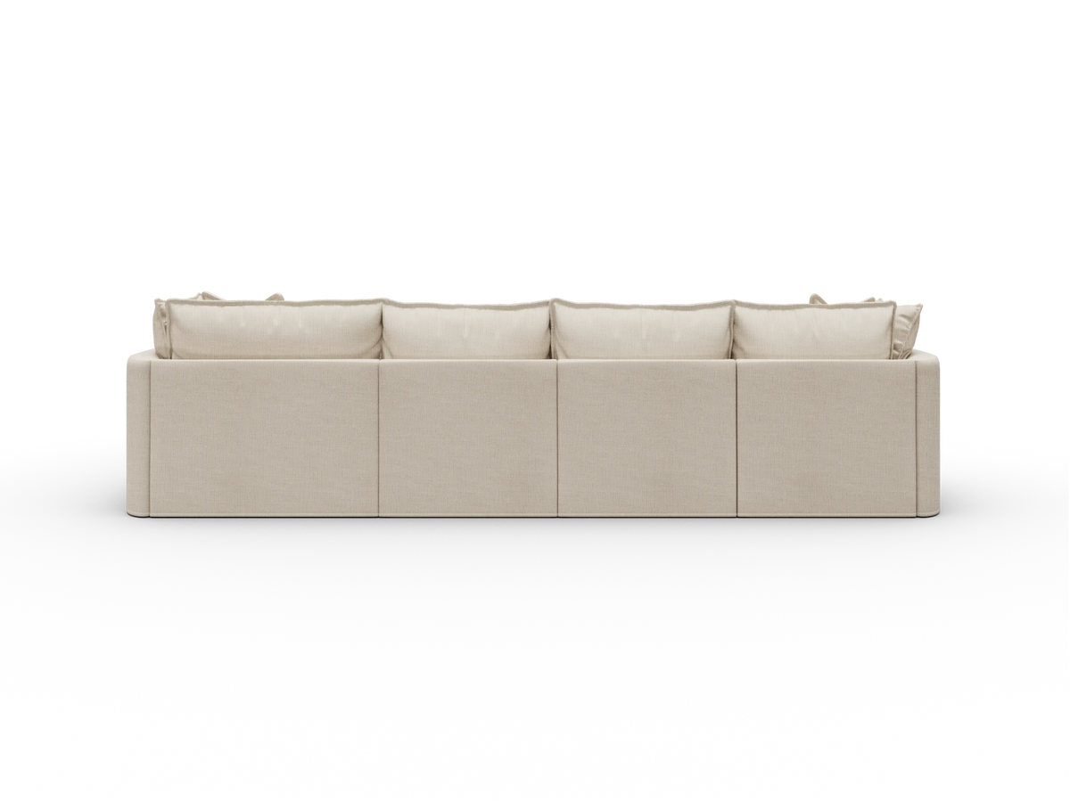Koala Tamworth Washable Covers 4-seater sofa with chaise in cream linen-look fabric on white
