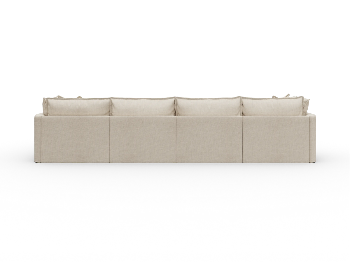 Koala Tamworth Washable Covers 4-seater sofa with chaise in cream linen-look fabric on white