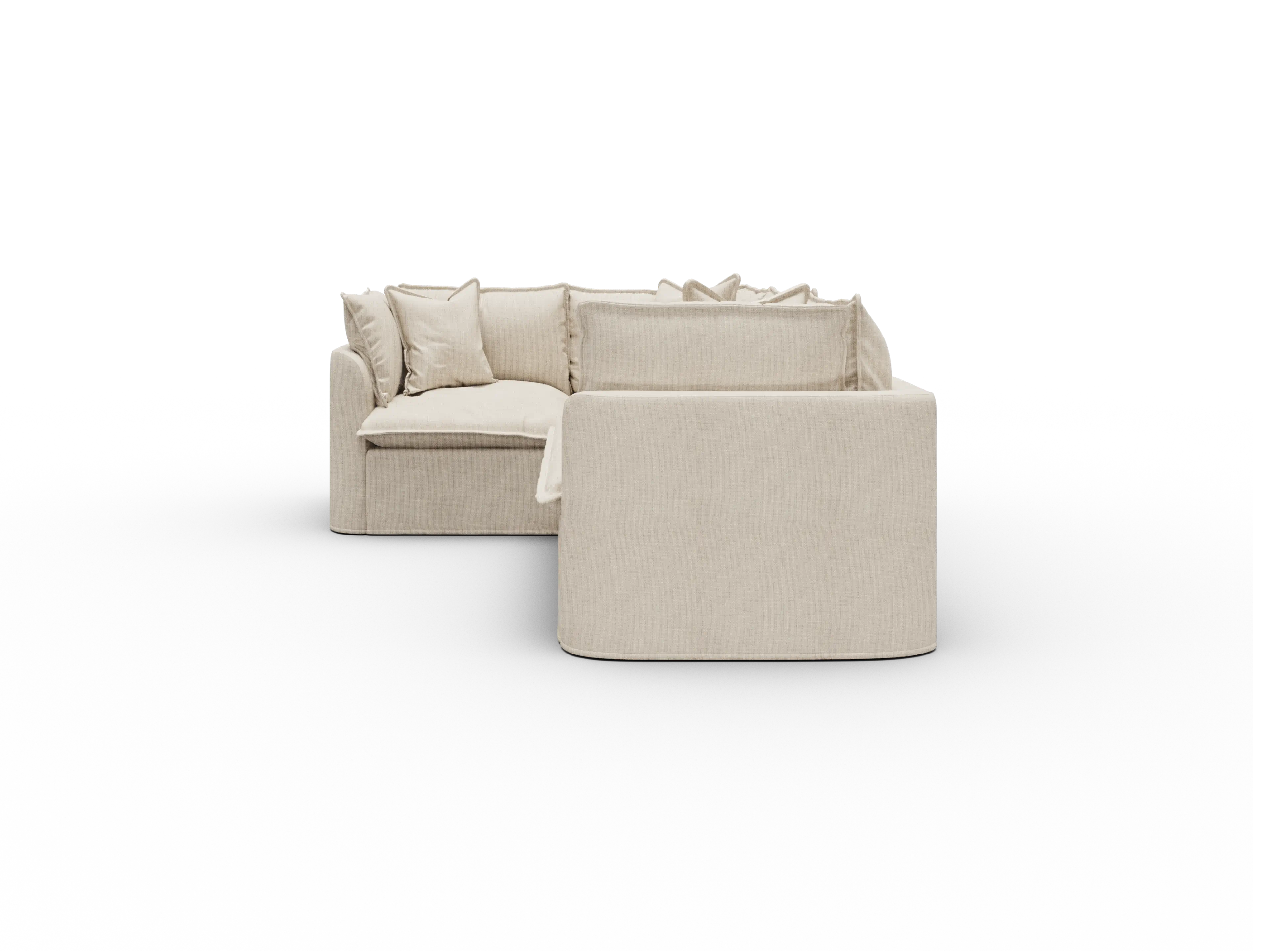 Koala Tamworth Washable Covers 4-seater L-shape sectional with corner in cream linen-look fabric on white
