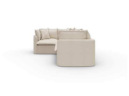 Koala Tamworth Washable Covers 4-seater L-shape sectional with corner in cream linen-look fabric on white