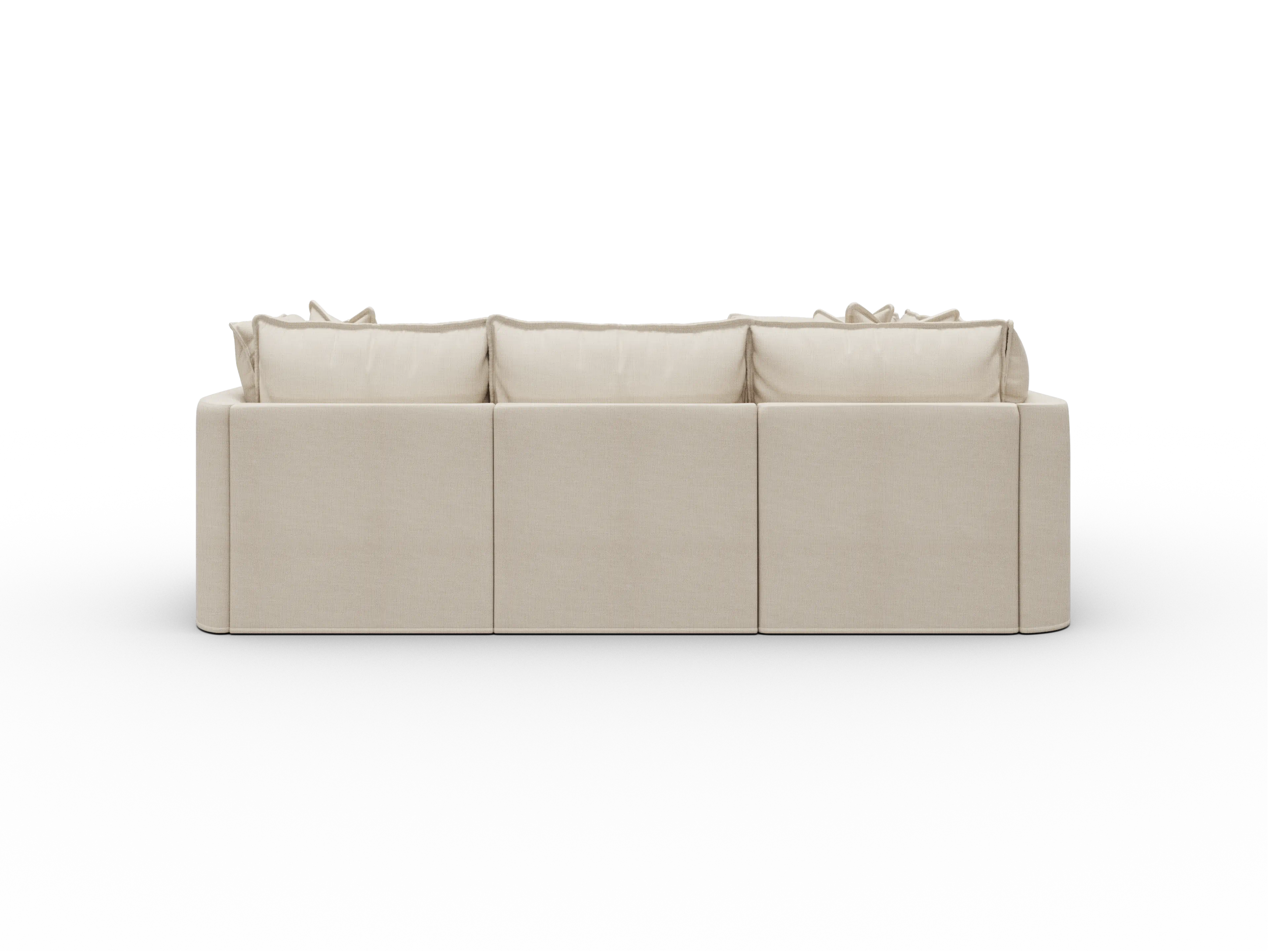 Koala Tamworth Washable Covers 4-seater L-shape sectional with corner in cream linen-look fabric on white